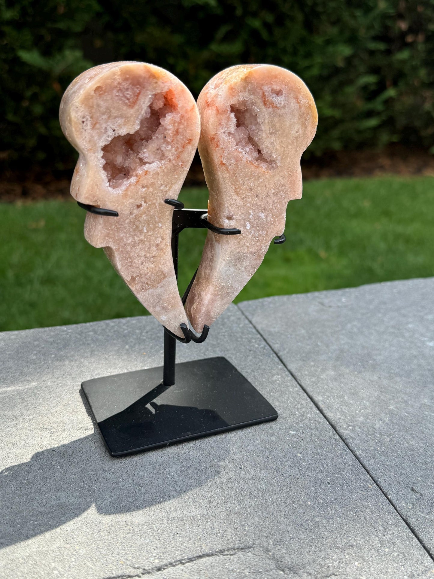 Druzy Pink Amethyst Wings on Stand