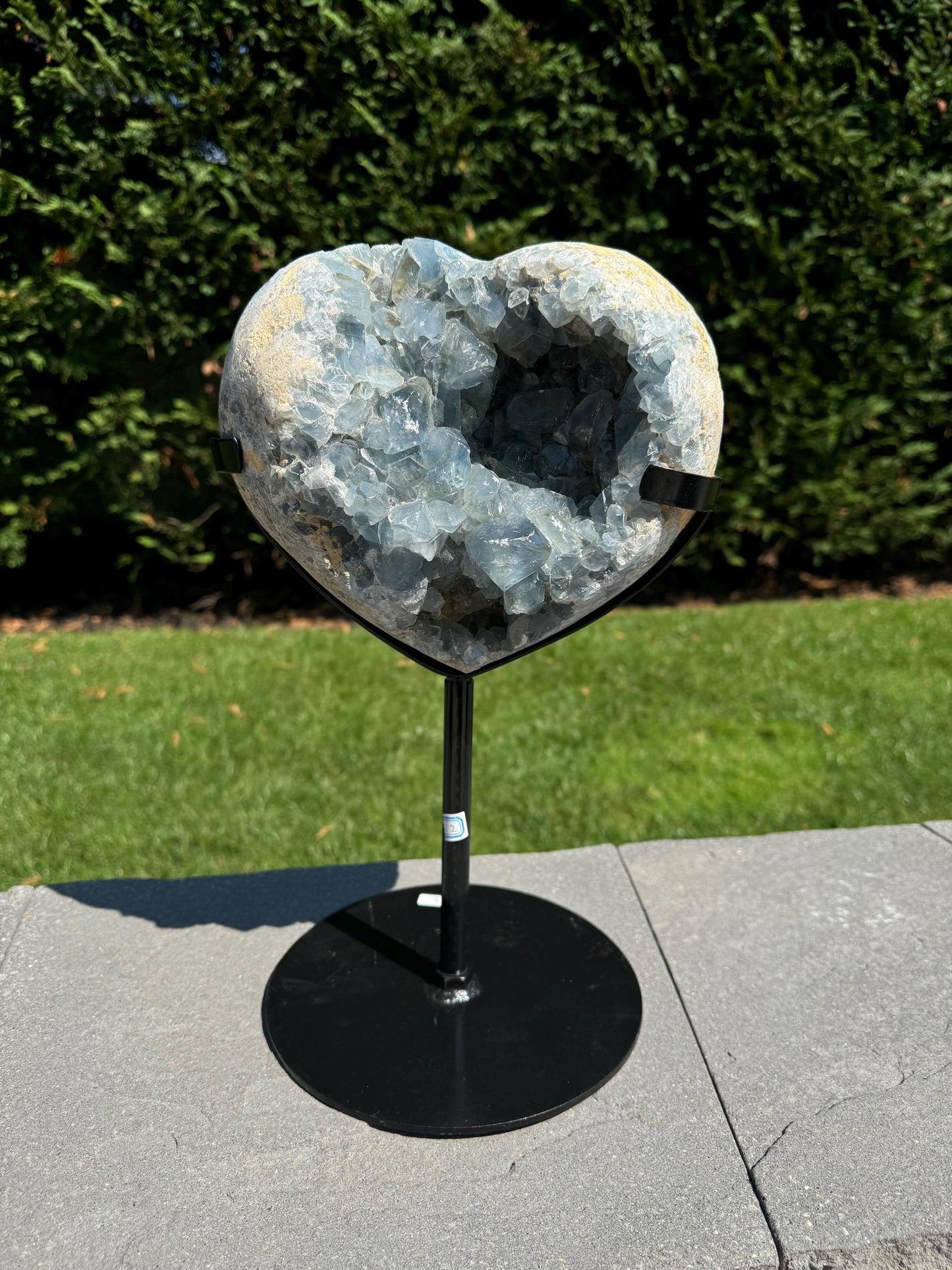 XL Blue Celestite Heart Carving on Stand (21lbs)