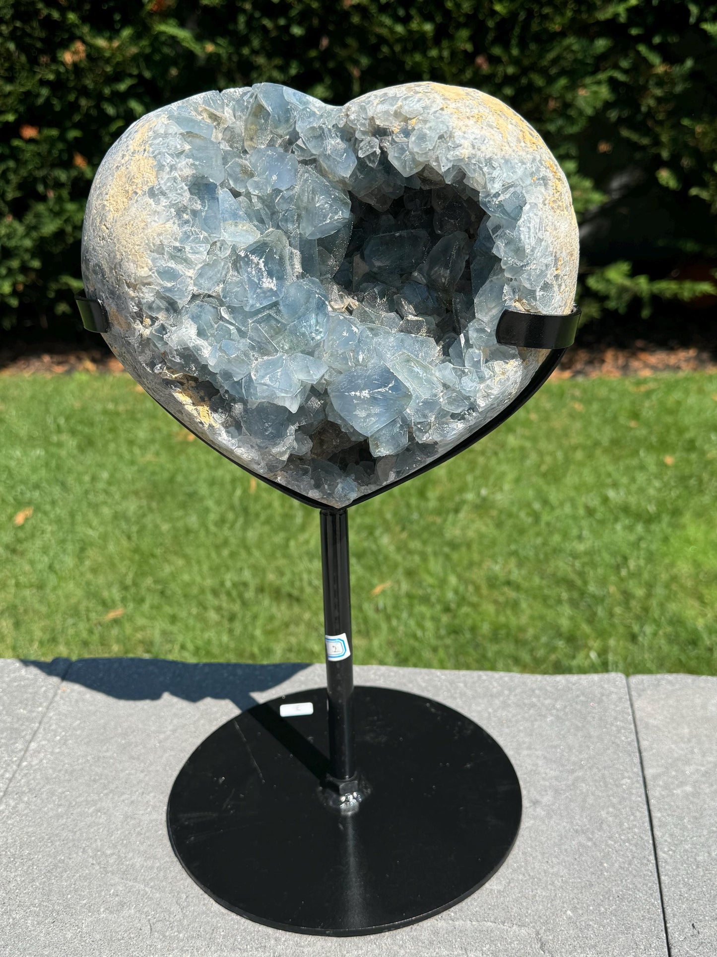 XL Blue Celestite Heart Carving on Stand (21lbs)