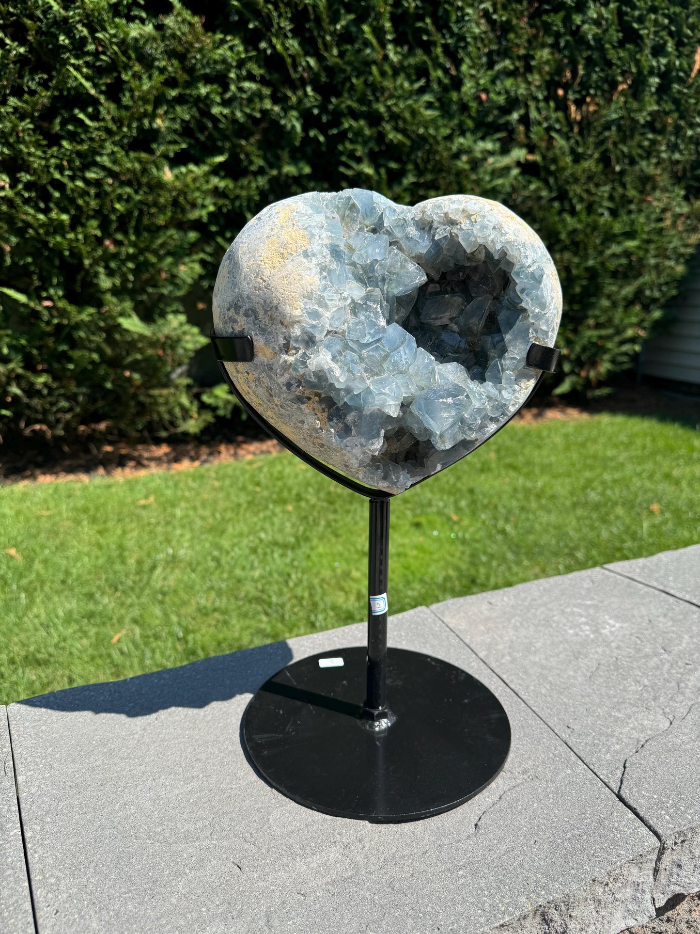 XL Blue Celestite Heart Carving on Stand (21lbs)