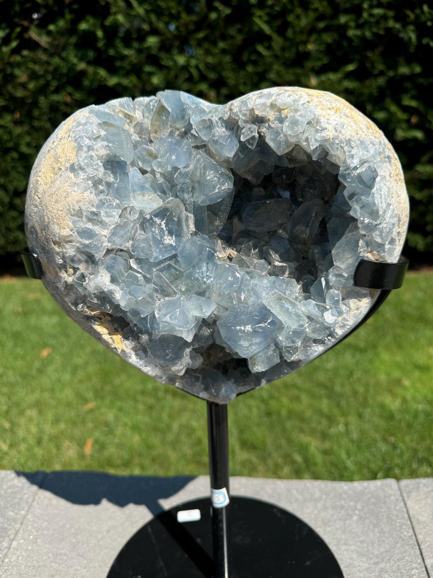 XL Blue Celestite Heart Carving on Stand (21lbs)