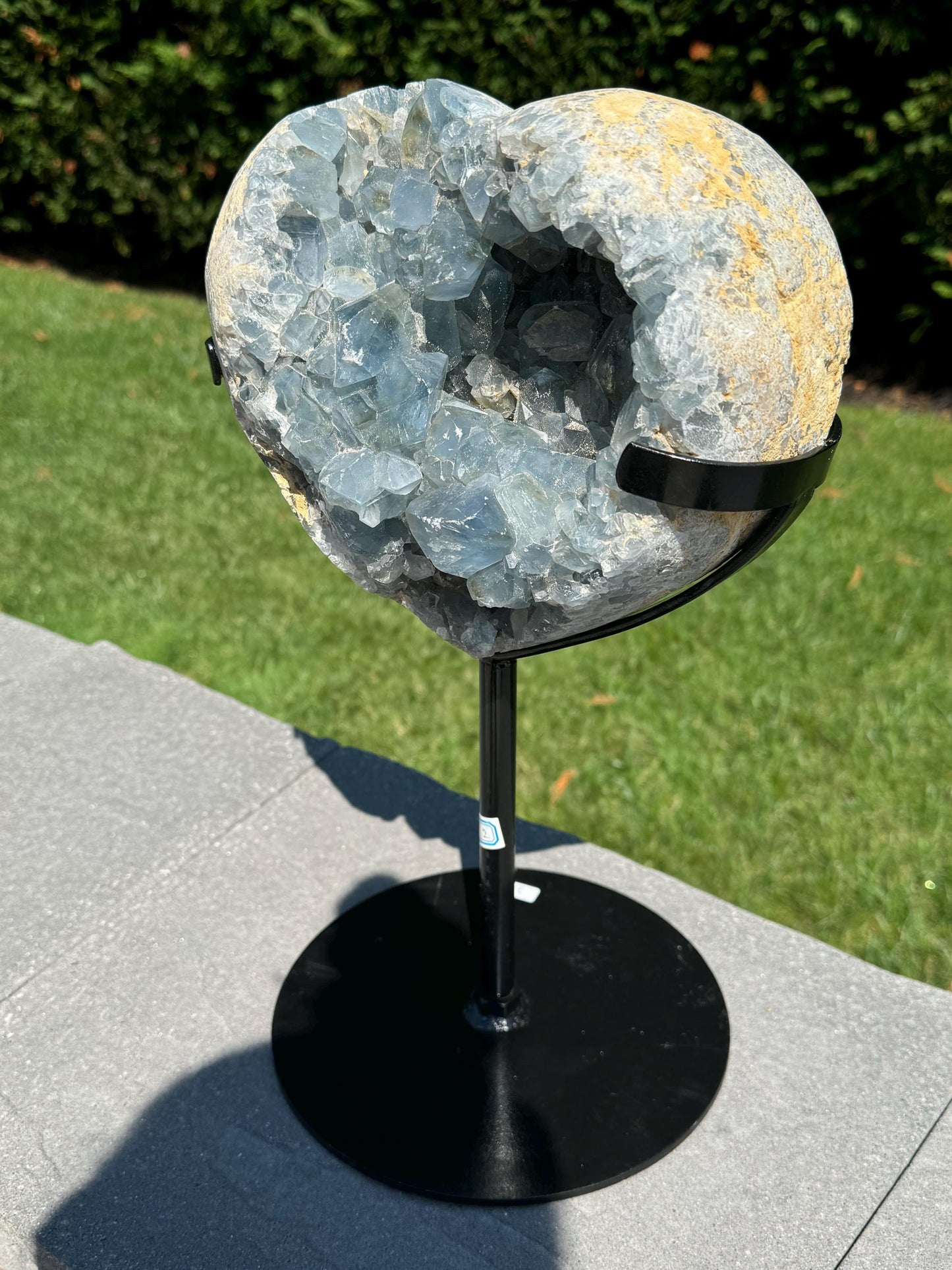XL Blue Celestite Heart Carving on Stand (21lbs)