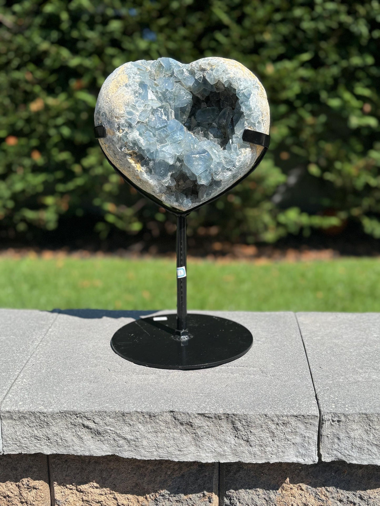 XL Blue Celestite Heart Carving on Stand (21lbs)