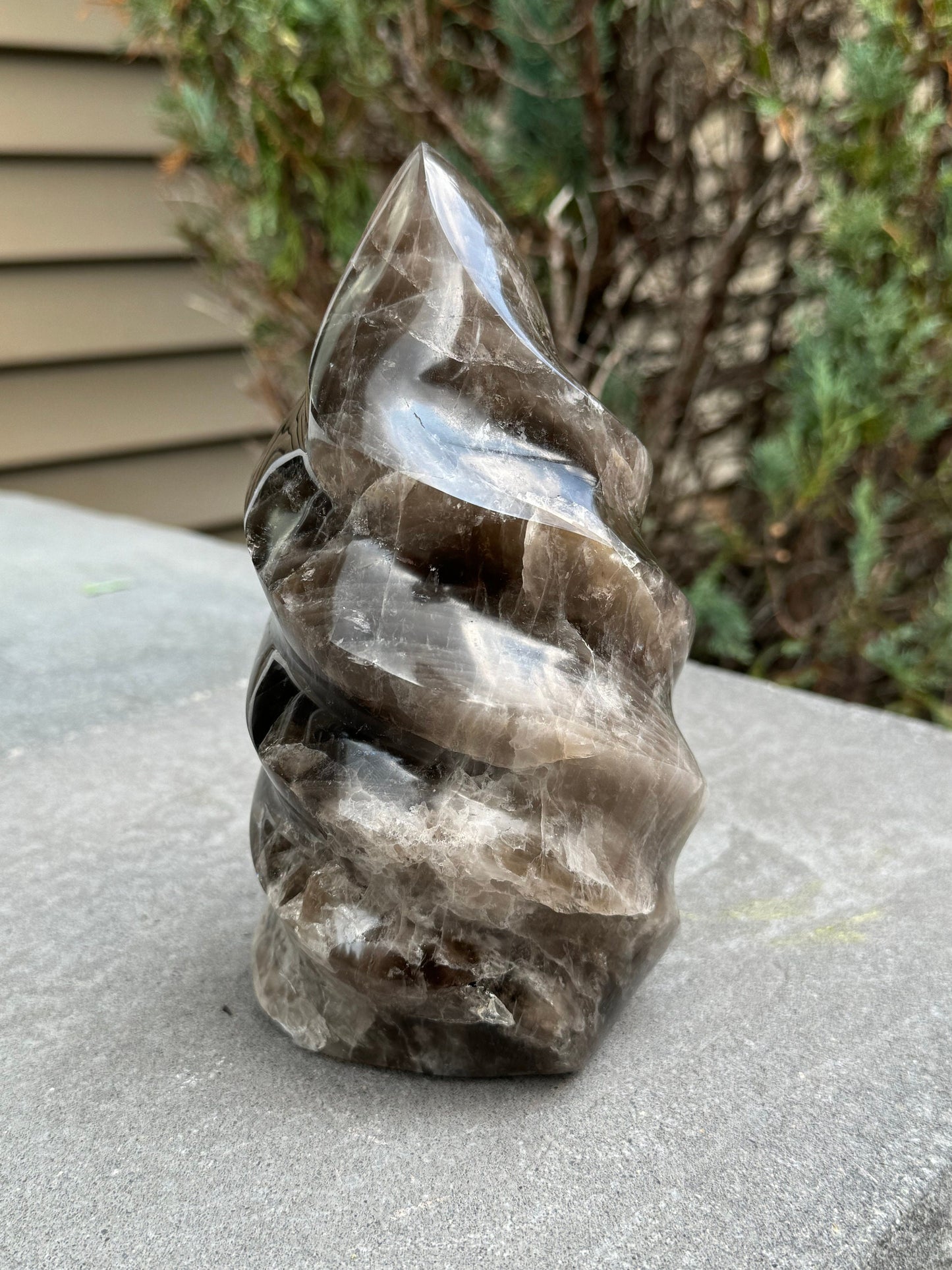 XL Dark Smoky Quartz Crystal Flame (4.11lbs)