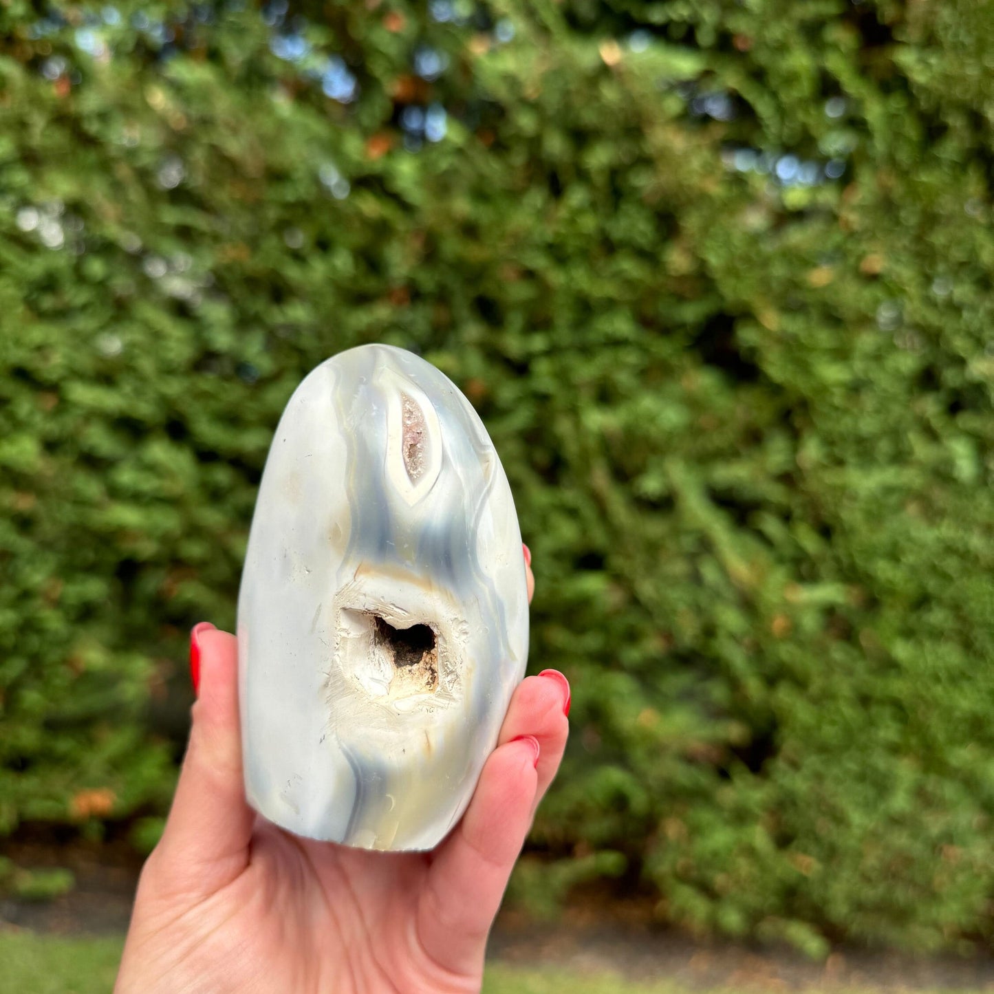 Orca Agate Freeform with Druzy Amethyst