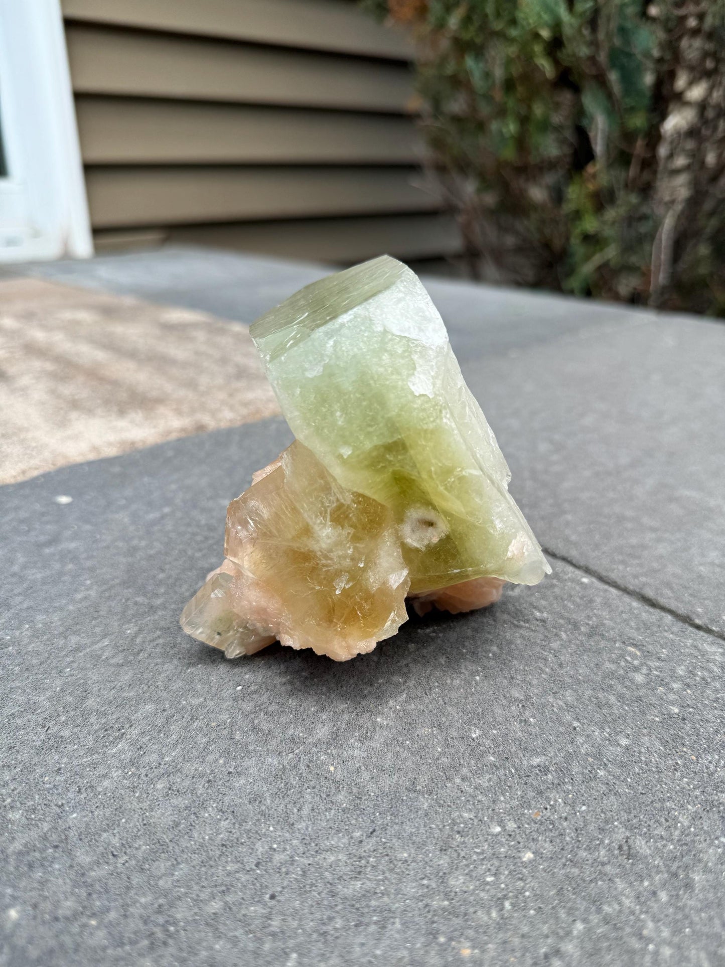 High Quality XL Green Cubic Apophyllite Pink Stilbite Specimen (Maharashtra, India)