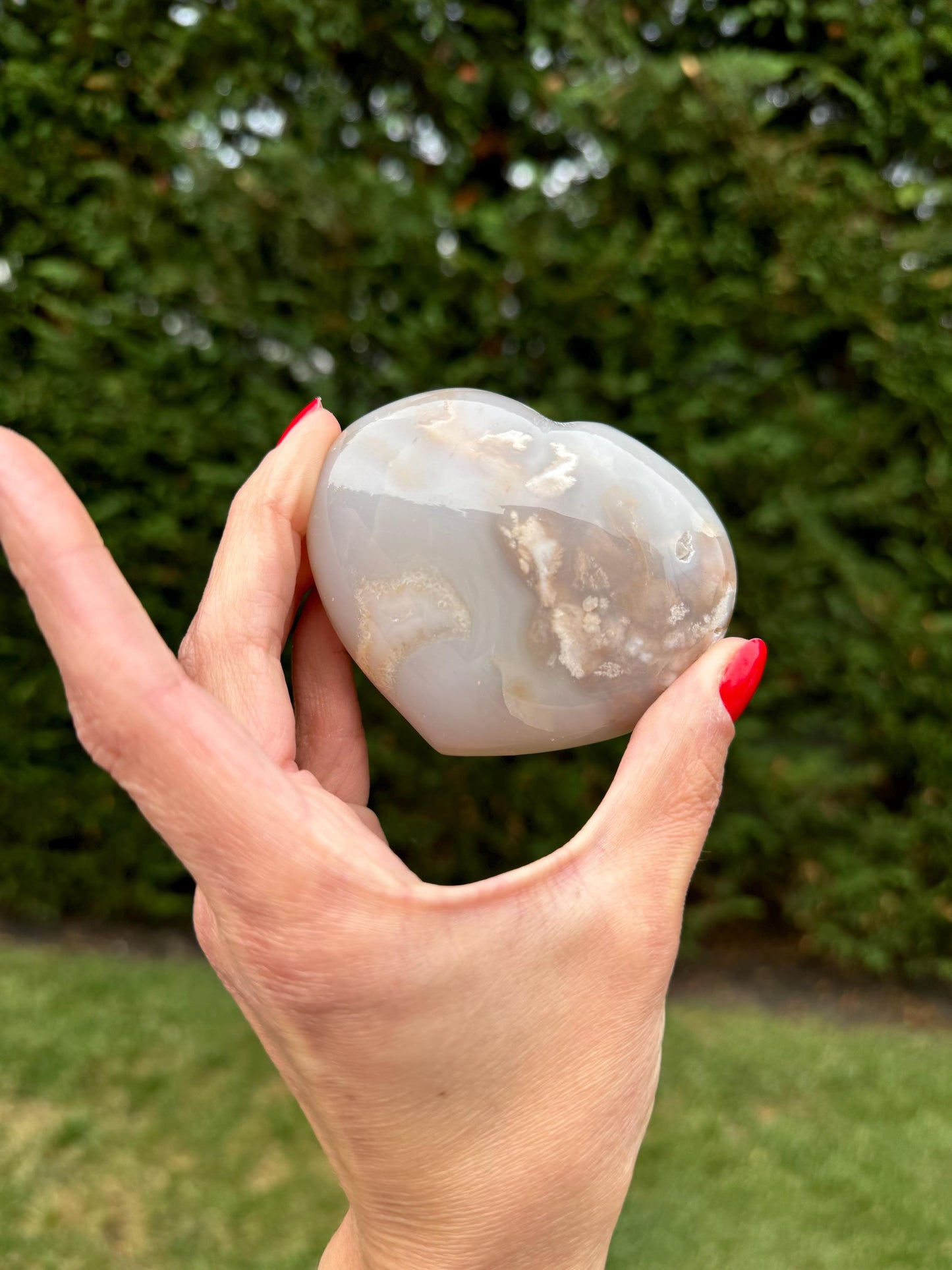 Druzy Flower Agate Heart Carving