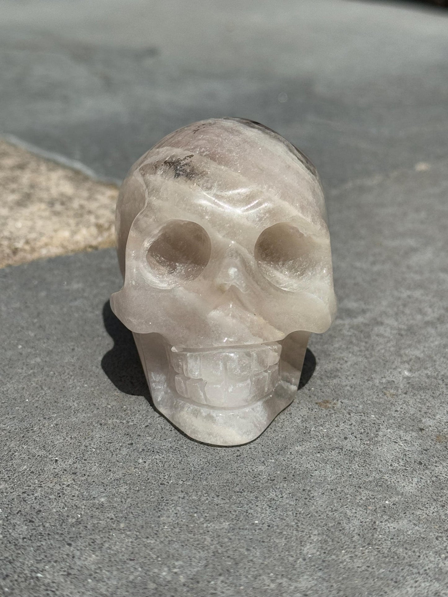 Pastel Lavender Dendritic Fluorite Skull Carving (2.73")