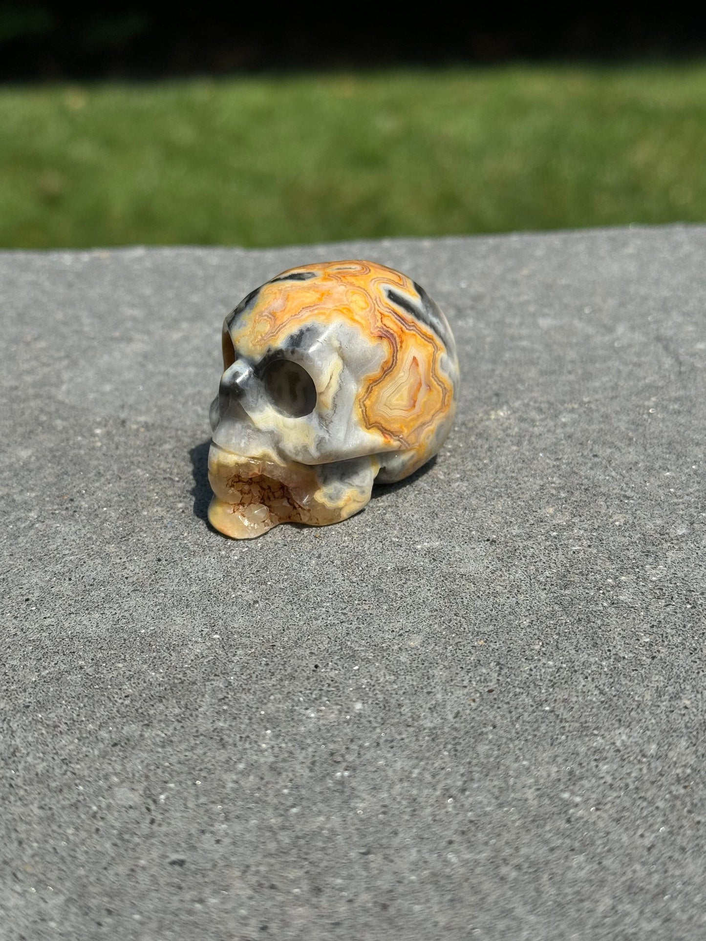 Druzy Crazy Lace Agate Skull
