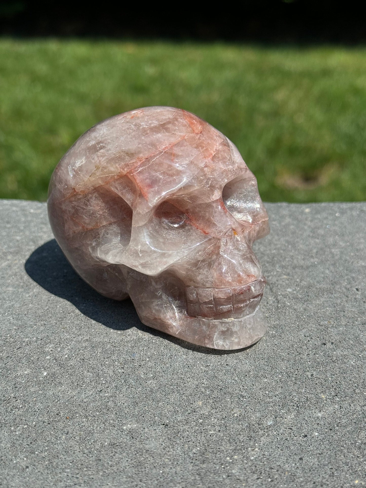 Fire Quartz Skull Carving (3.42")