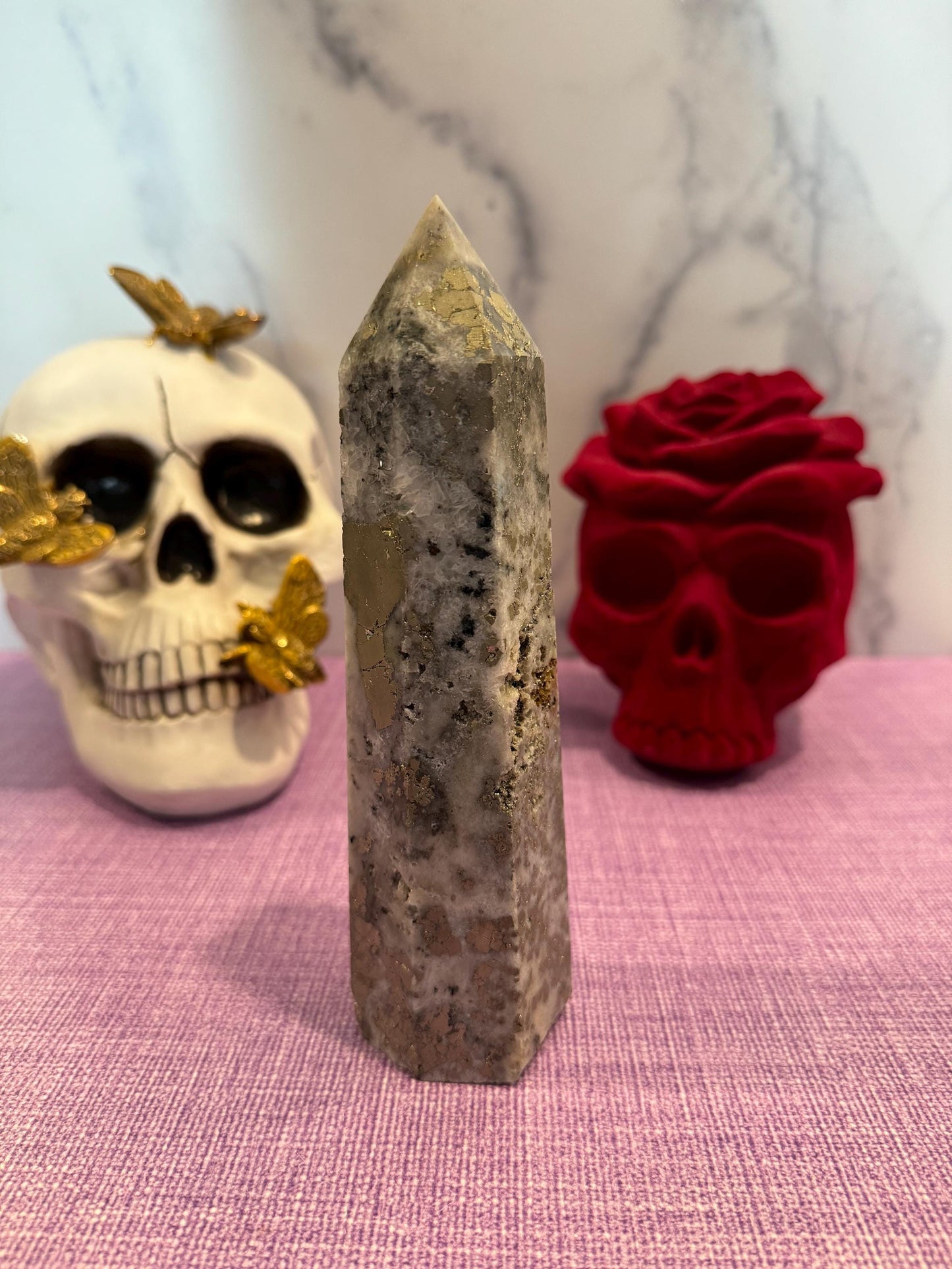 XL Quartz & Pyrite Tower (8")