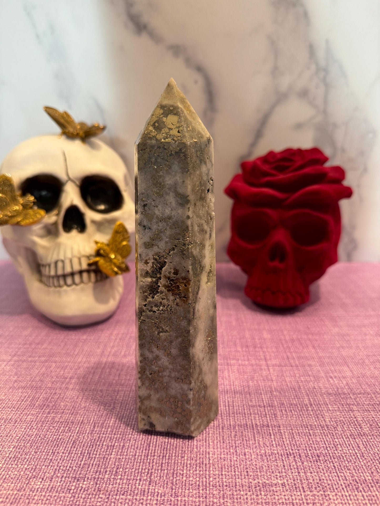 XL Quartz & Pyrite Tower (8")