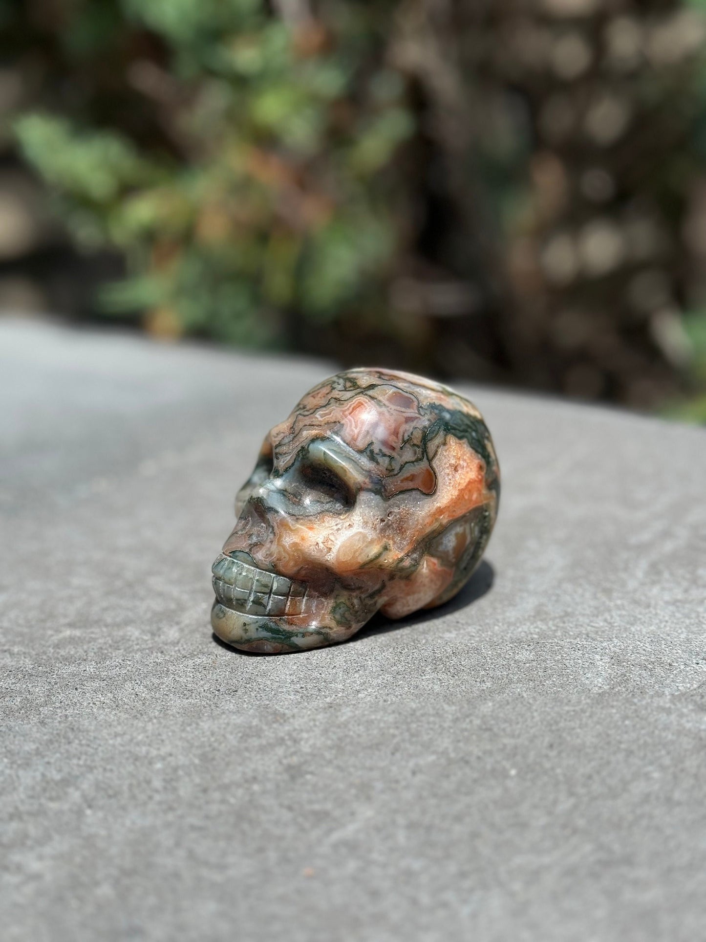 Red Moss Agate Skull