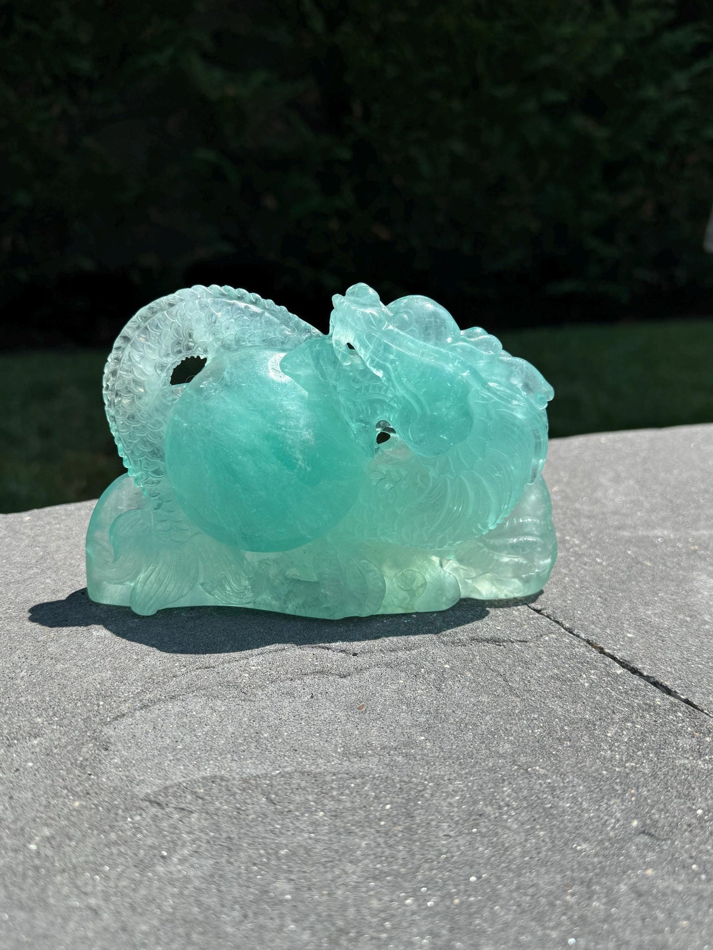 XL Baja Blast Green Fluorite Dragon Carving (2.7lbs)