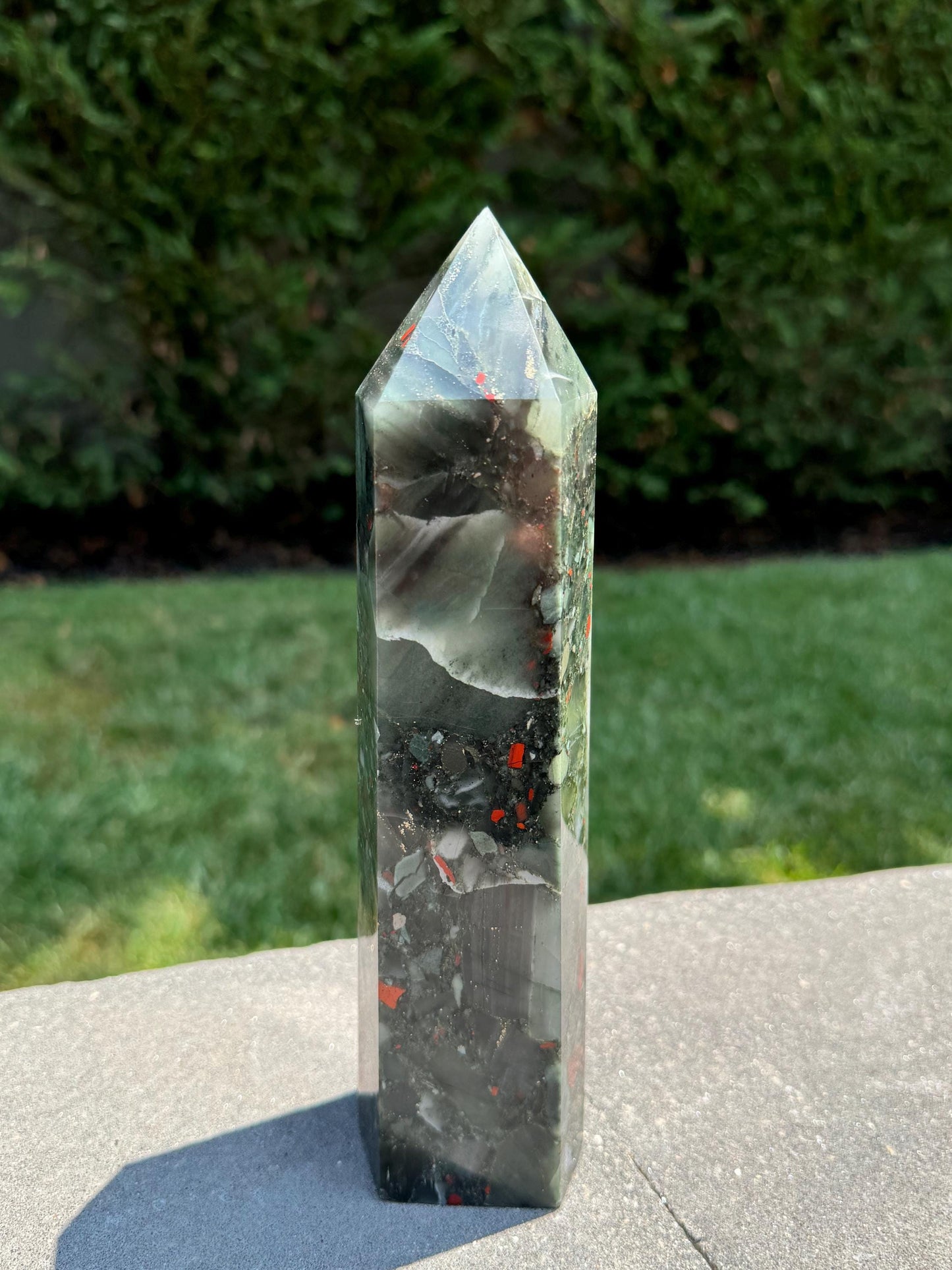XL African Bloodstone Tower w/ Pyrite Inclusions (9.5")