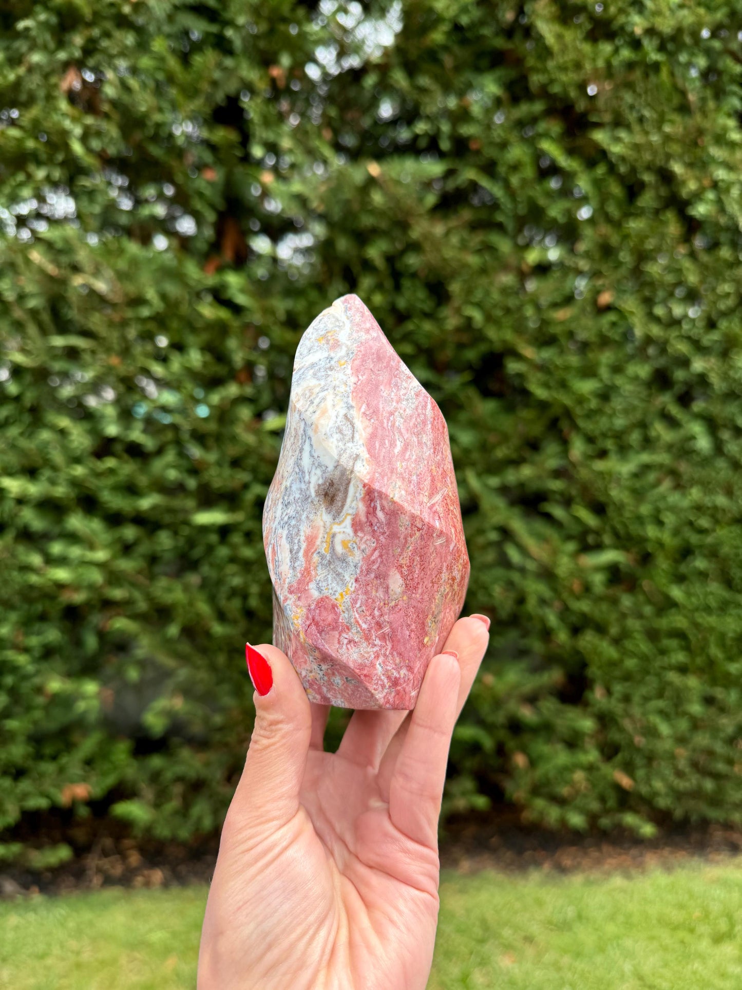XL Druzy Pastel Pink Ocean Jasper Flame