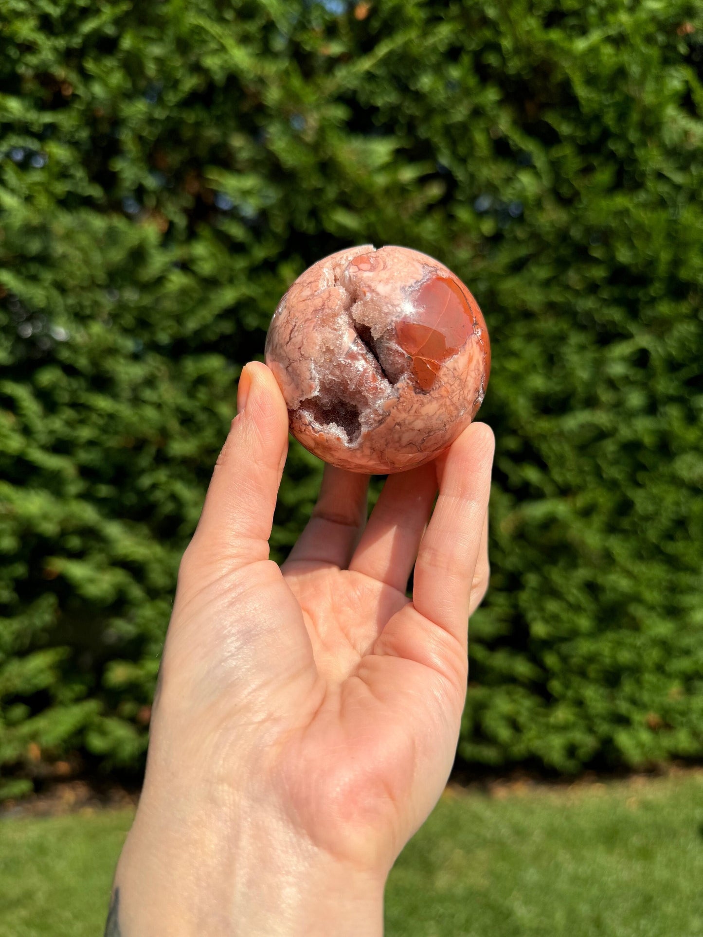 Druzy Pink Agate Sphere (61MM)