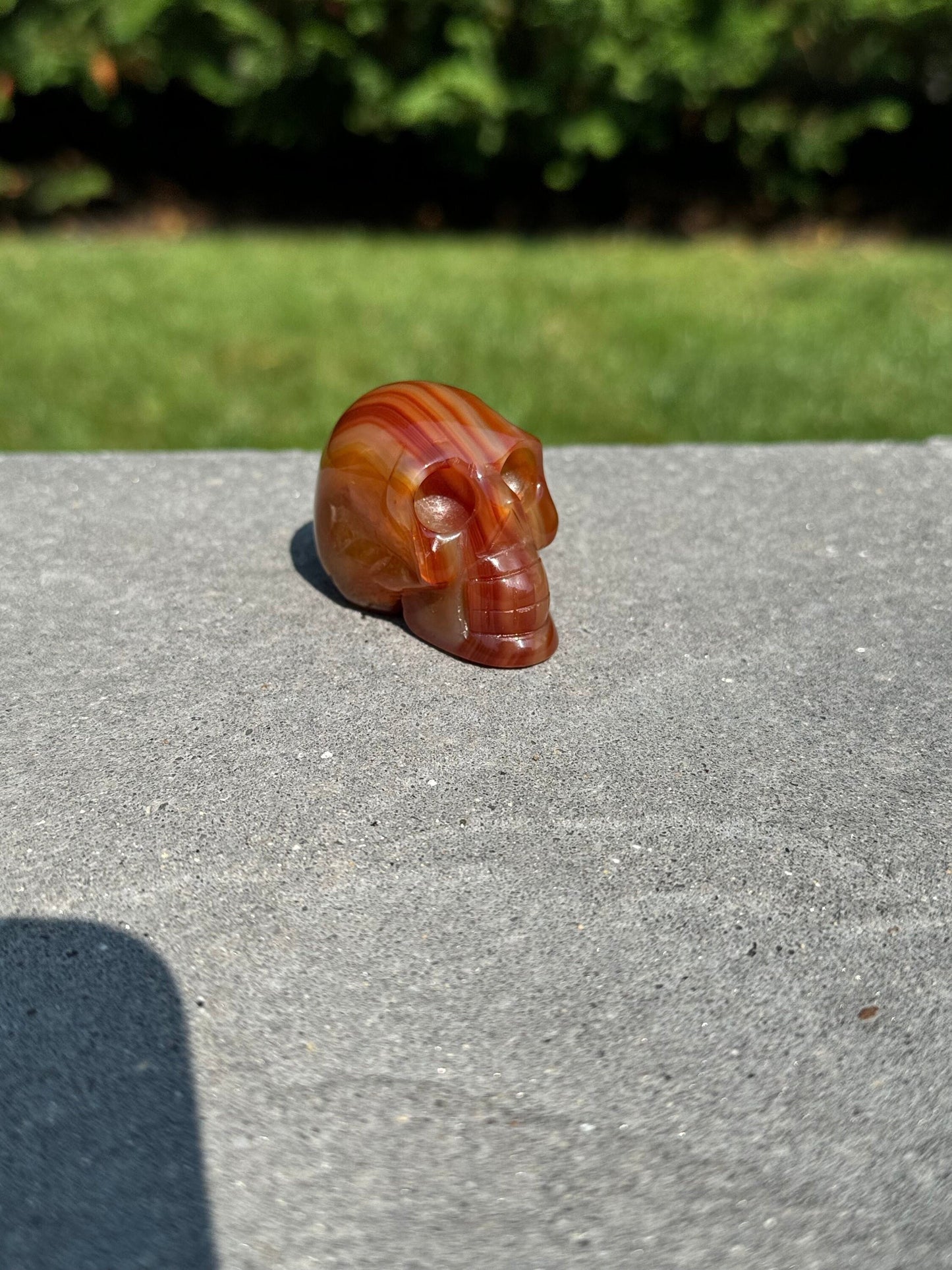 Banded Carnelian Skull Carving