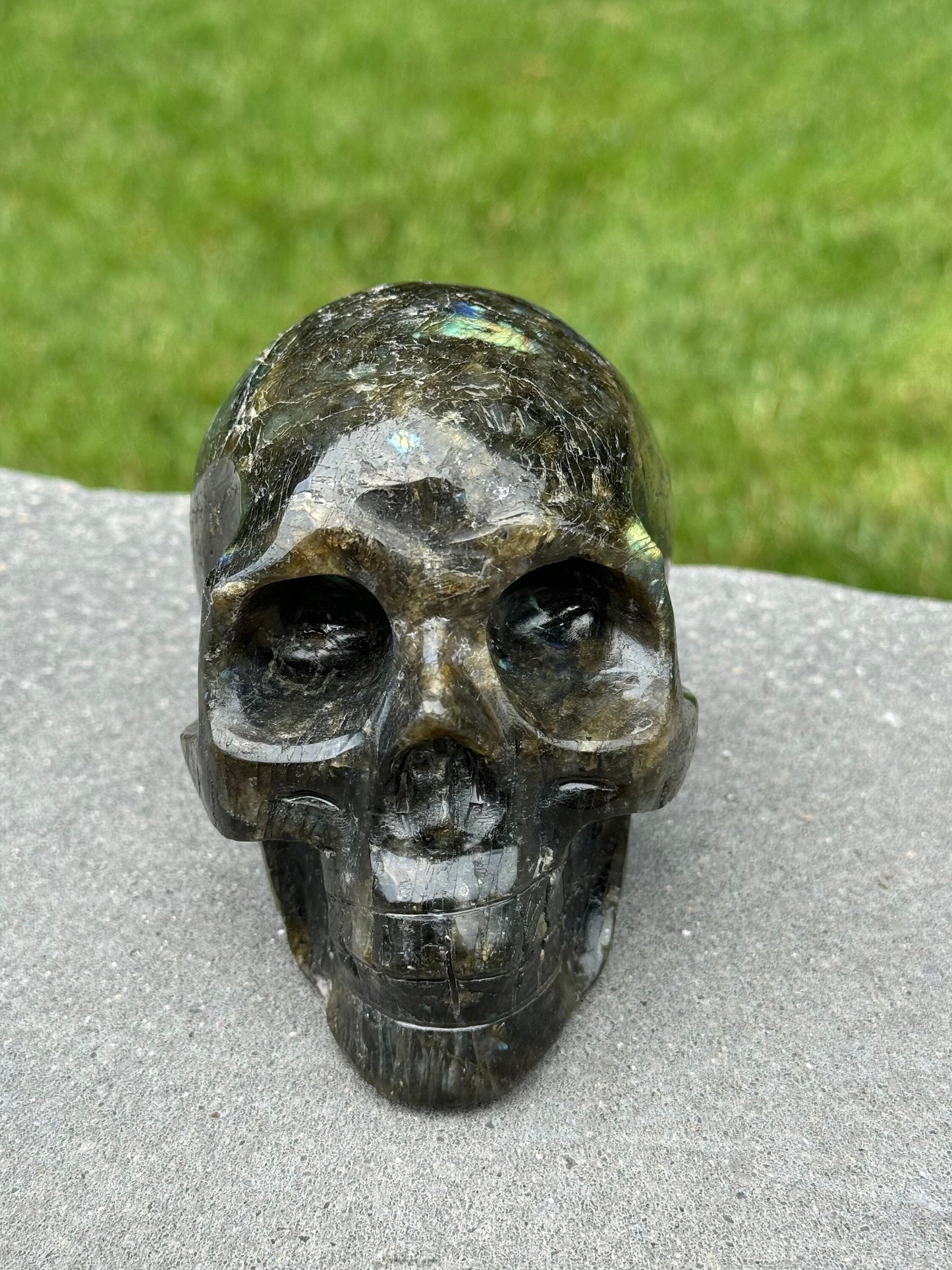 Flashy Labradorite Skull Carving (4.64")