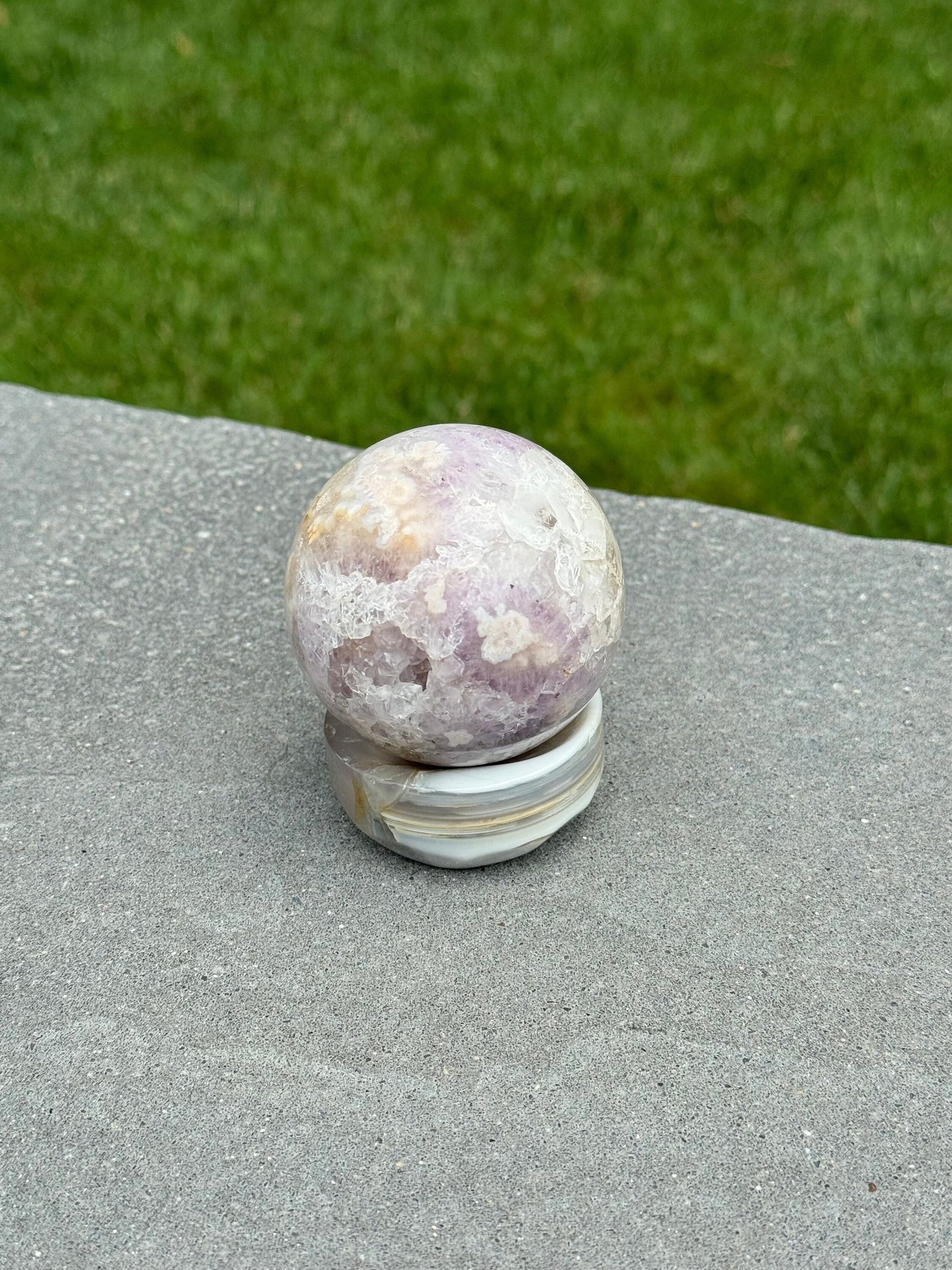Druzy Pink & Purple Amethyst & Flower Agate Sphere (69MM)