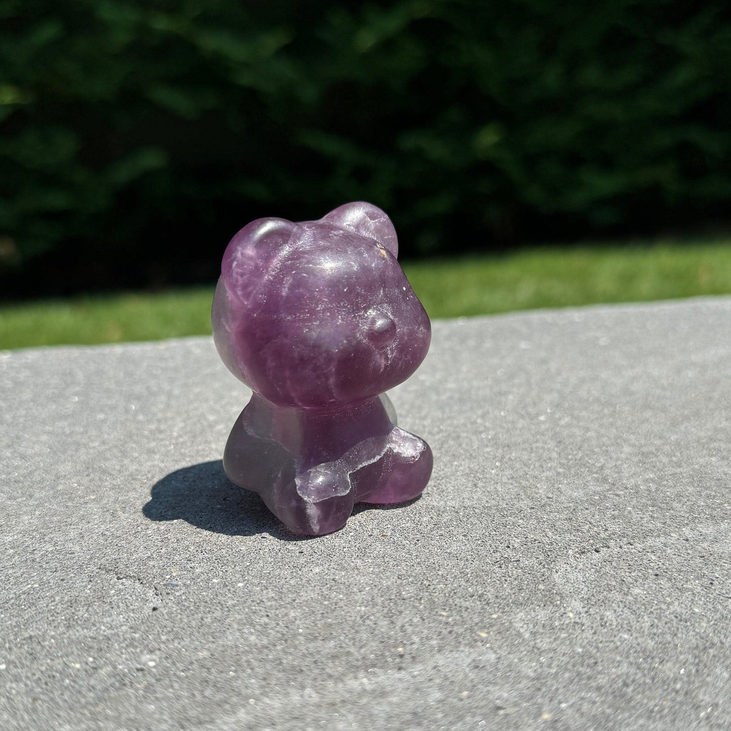 Rainbow Fluorite Bear Carving