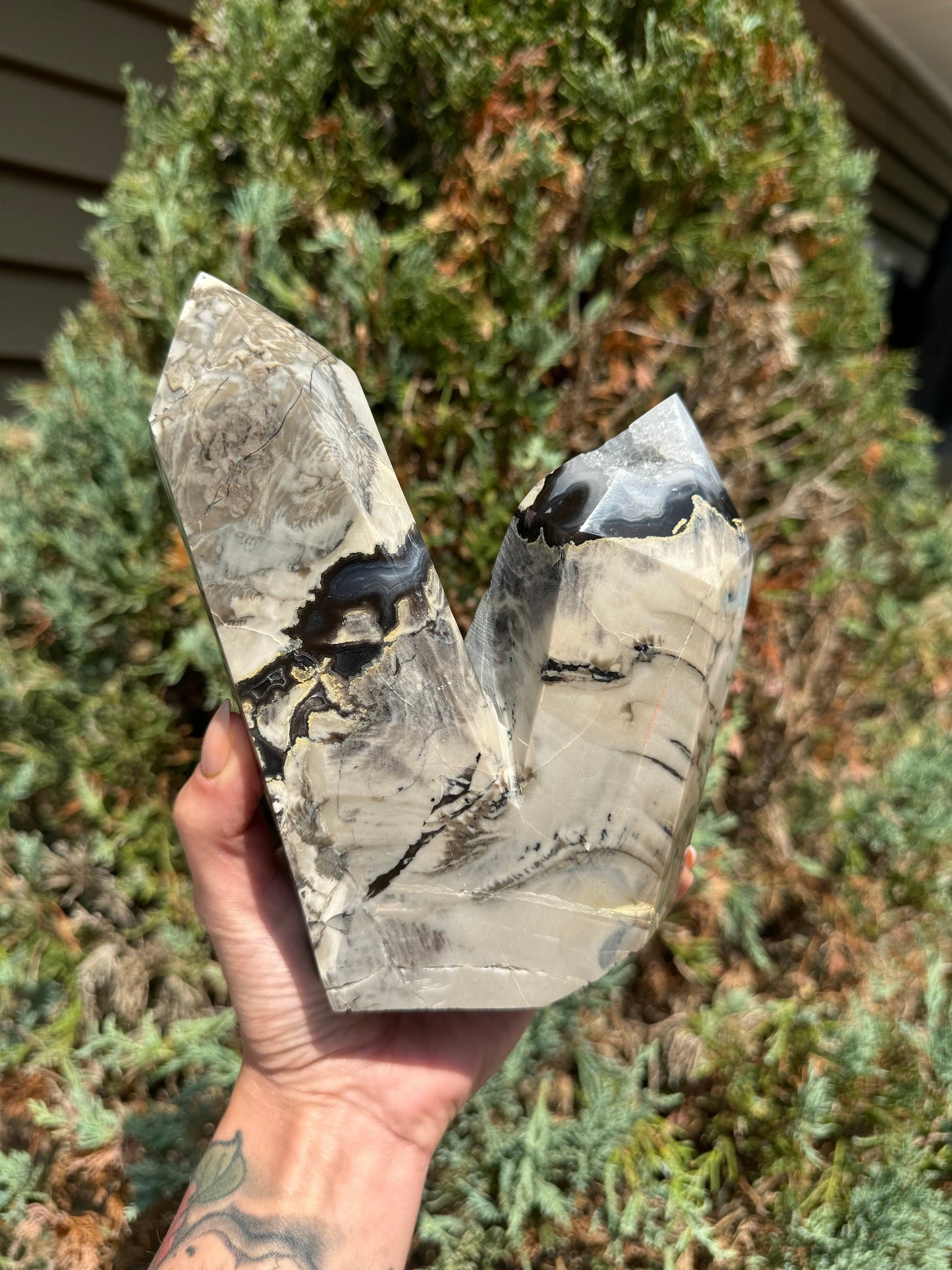 Druzy Volcano Agate Double Point Tower (3.3lbs)