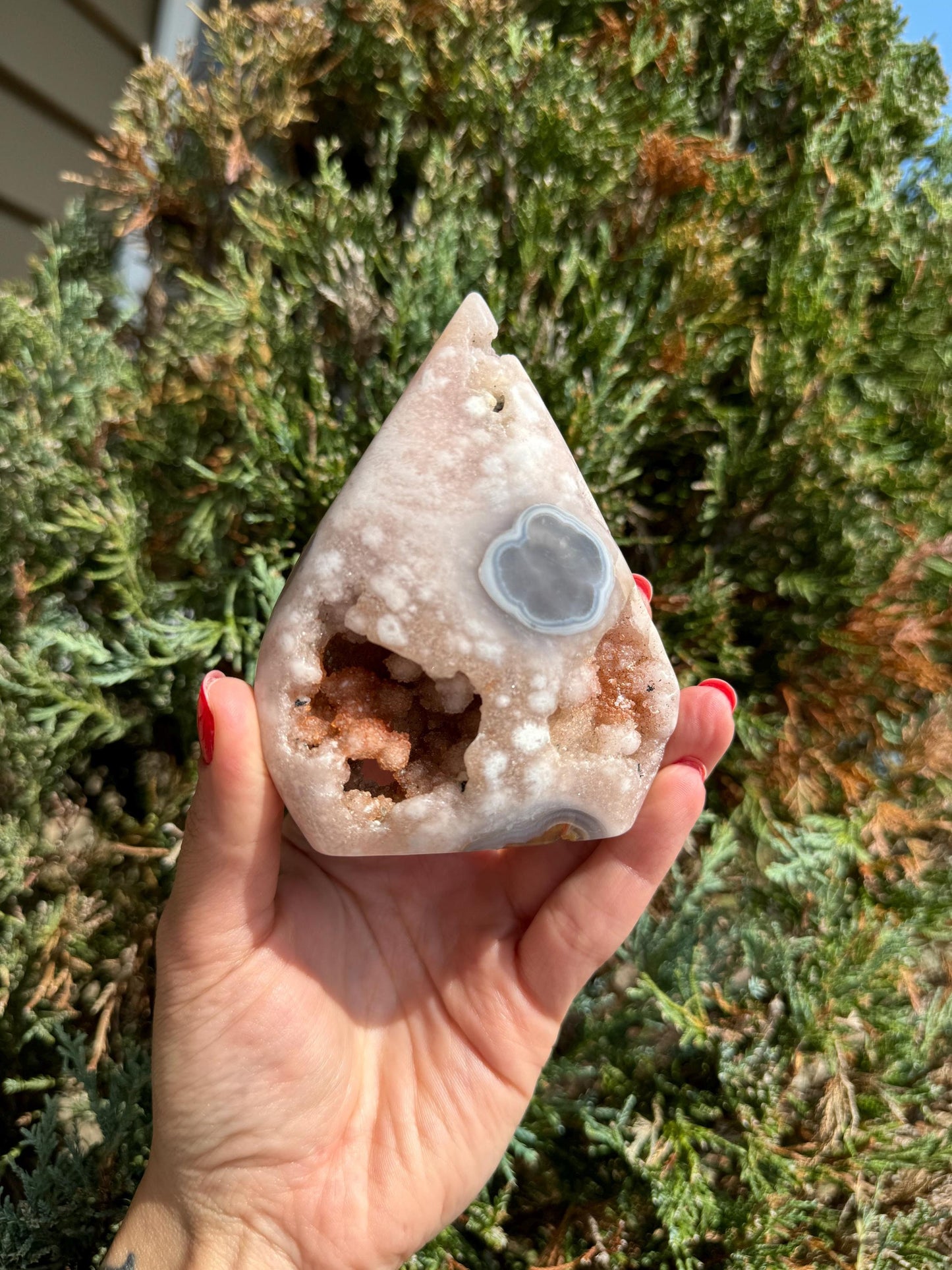 Druzy Pink Amethyst & Agate Teardrop