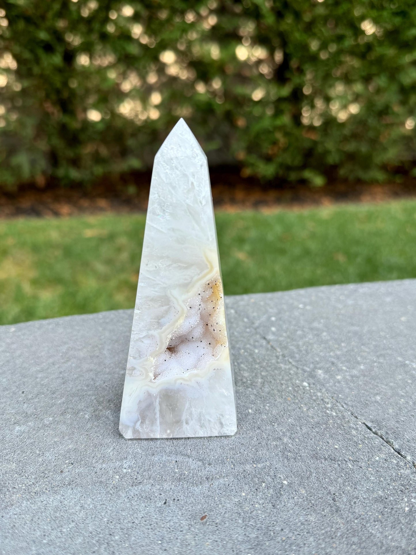 Agate & Quartz Druzy Obelisk
