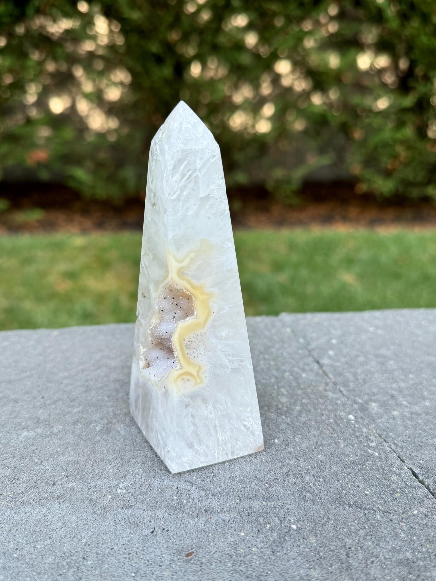 Agate & Quartz Druzy Obelisk