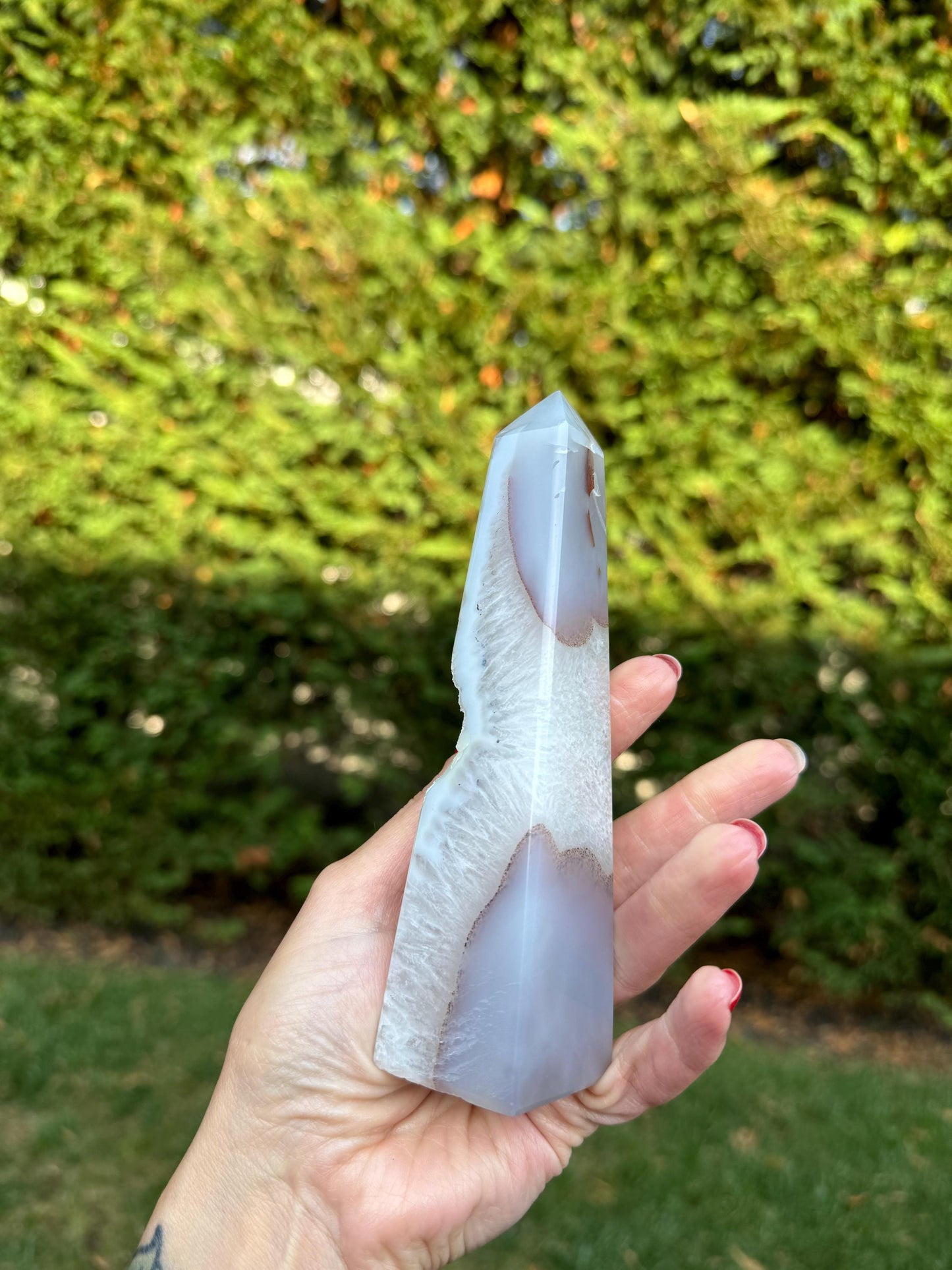 Banded Druzy Agate & Quartz Obelisk