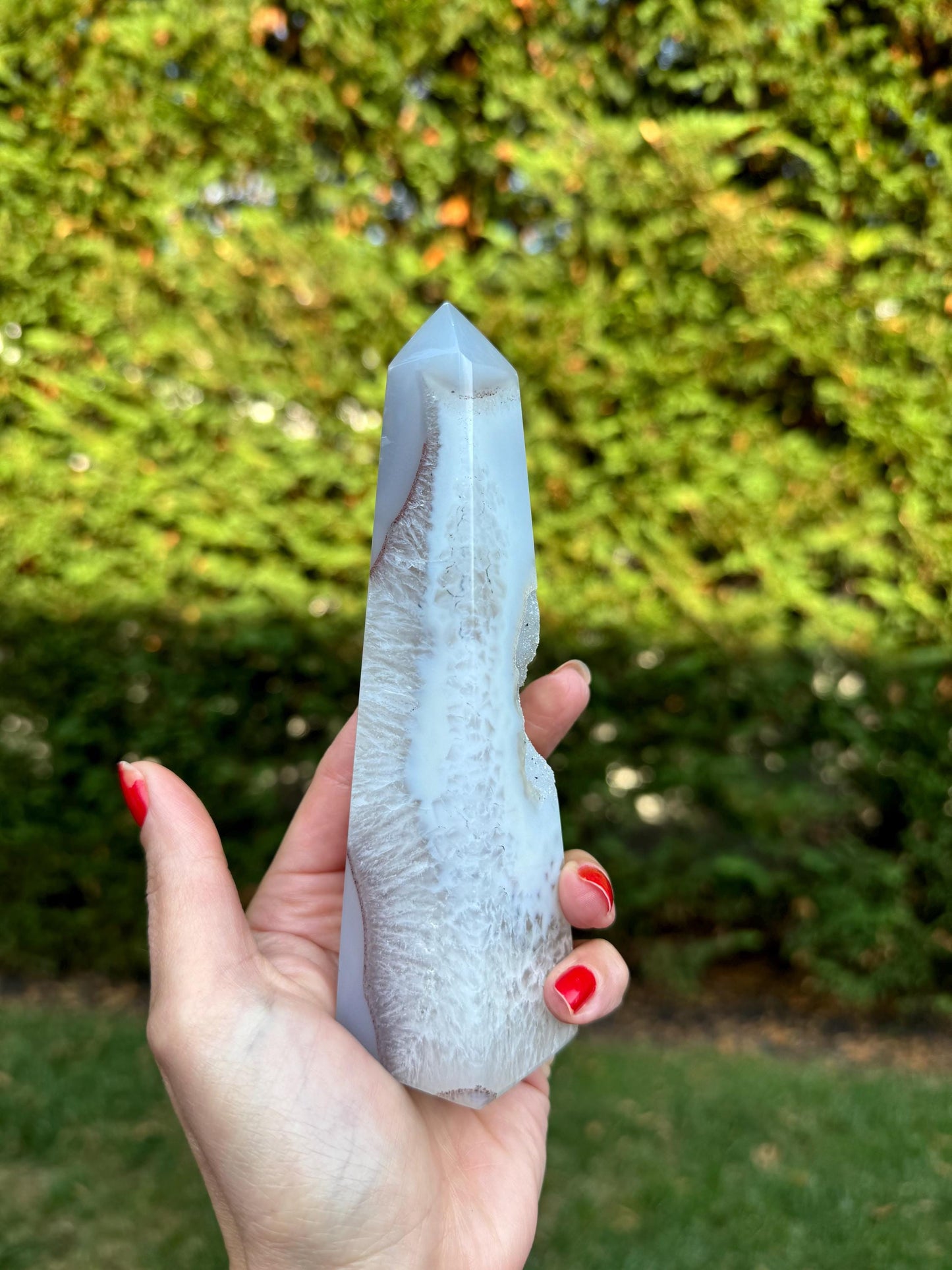 Banded Druzy Agate & Quartz Obelisk