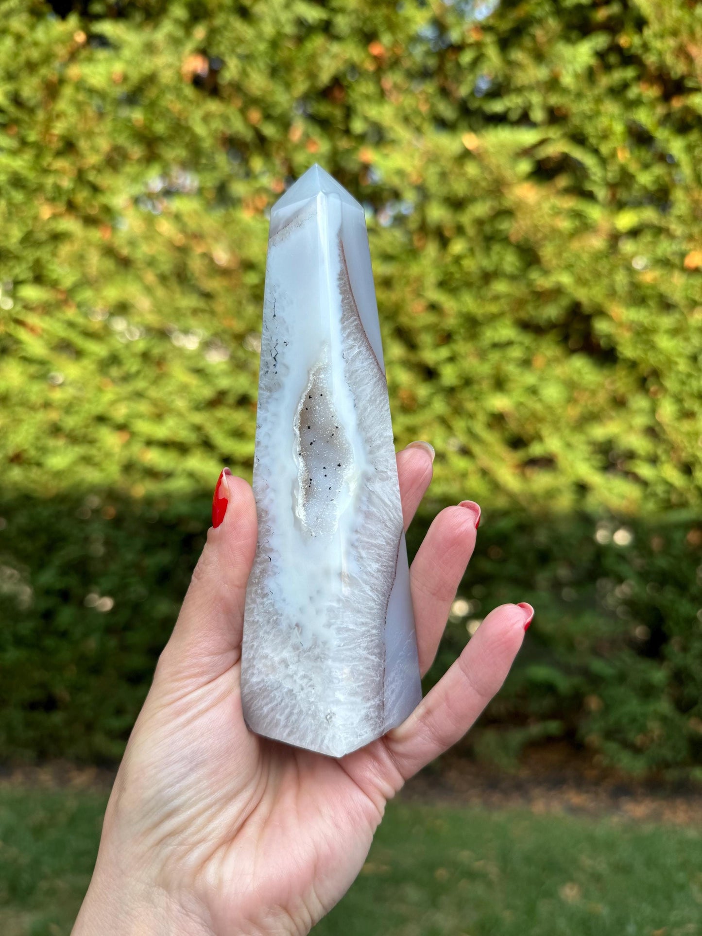 Banded Druzy Agate & Quartz Obelisk