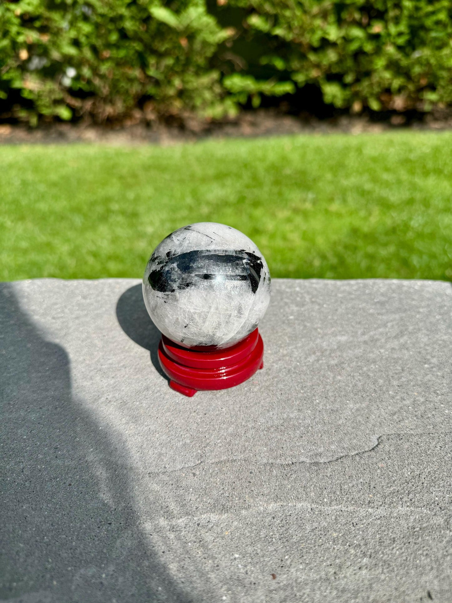 Tourmalated Quartz & Green Tourmaline Sphere (53MM)