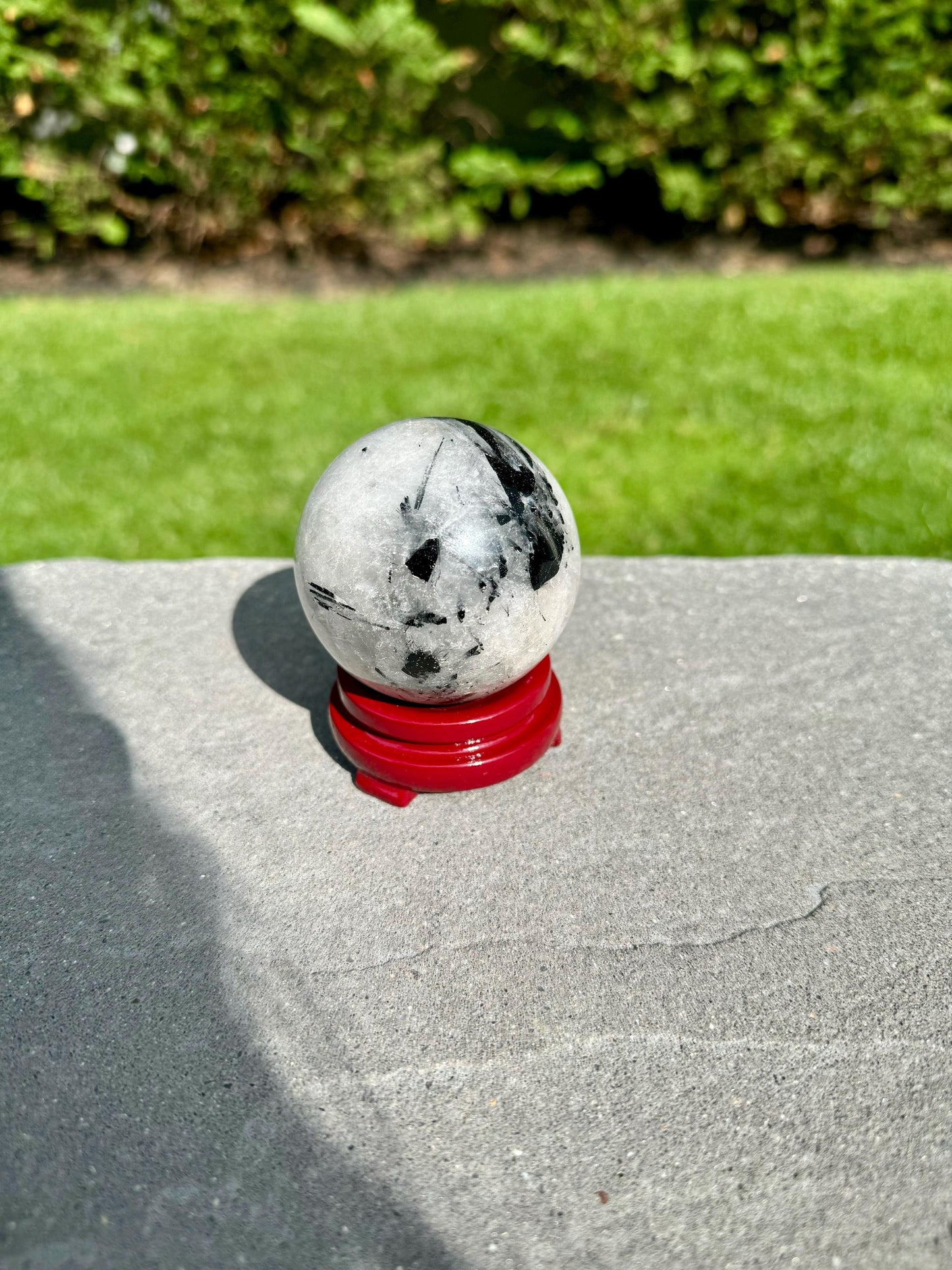 Tourmalated Quartz & Green Tourmaline Sphere (53MM)