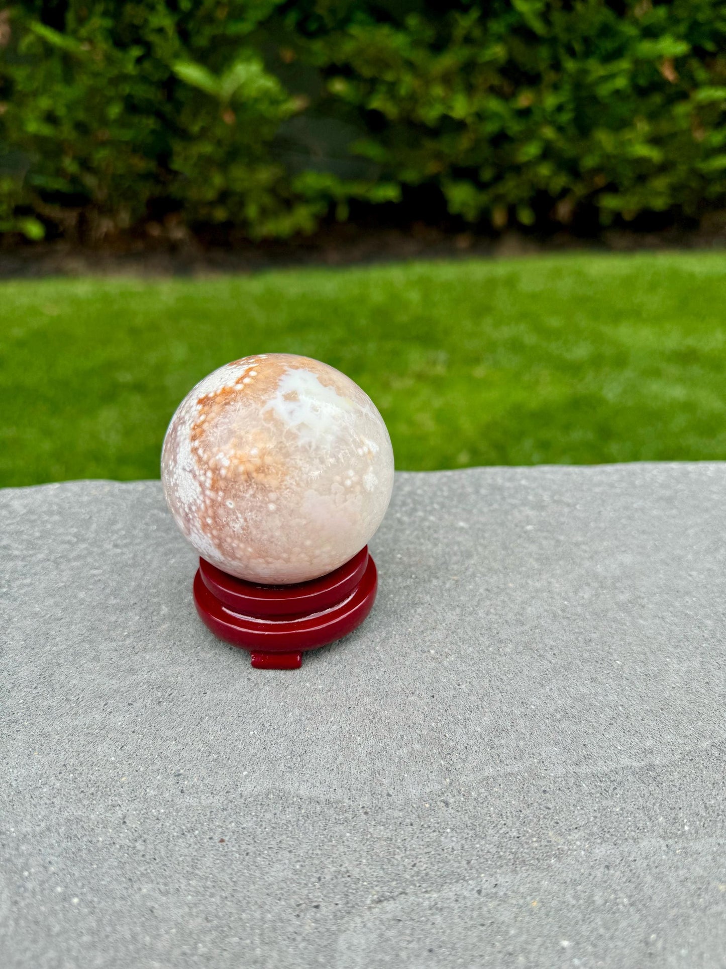 Pink Amethyst & Pyrite Sphere w/ Cherry Blossom Flower Agate (57MM)