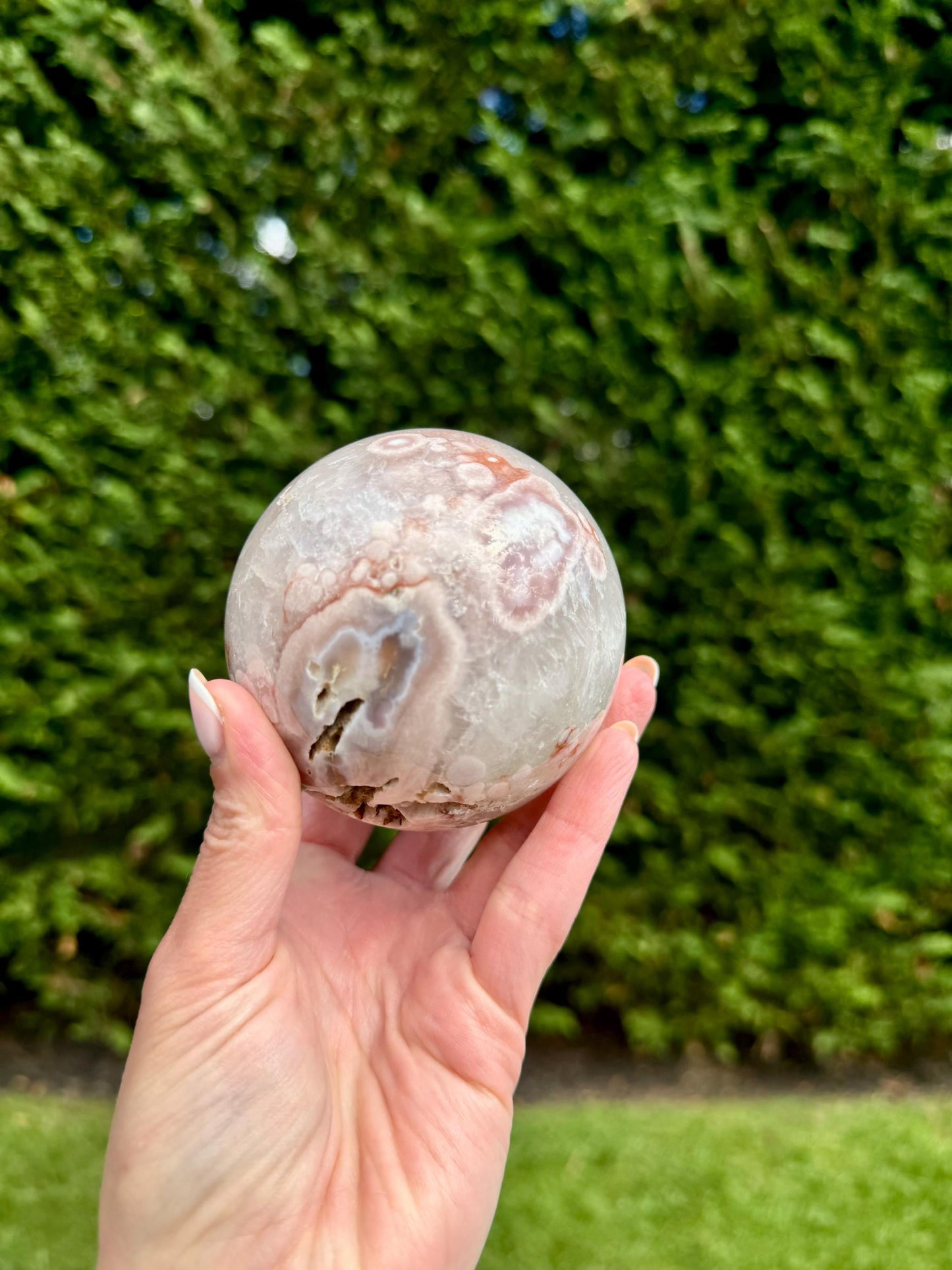 Druzy Flower Agate Quartz Sphere (74MM)