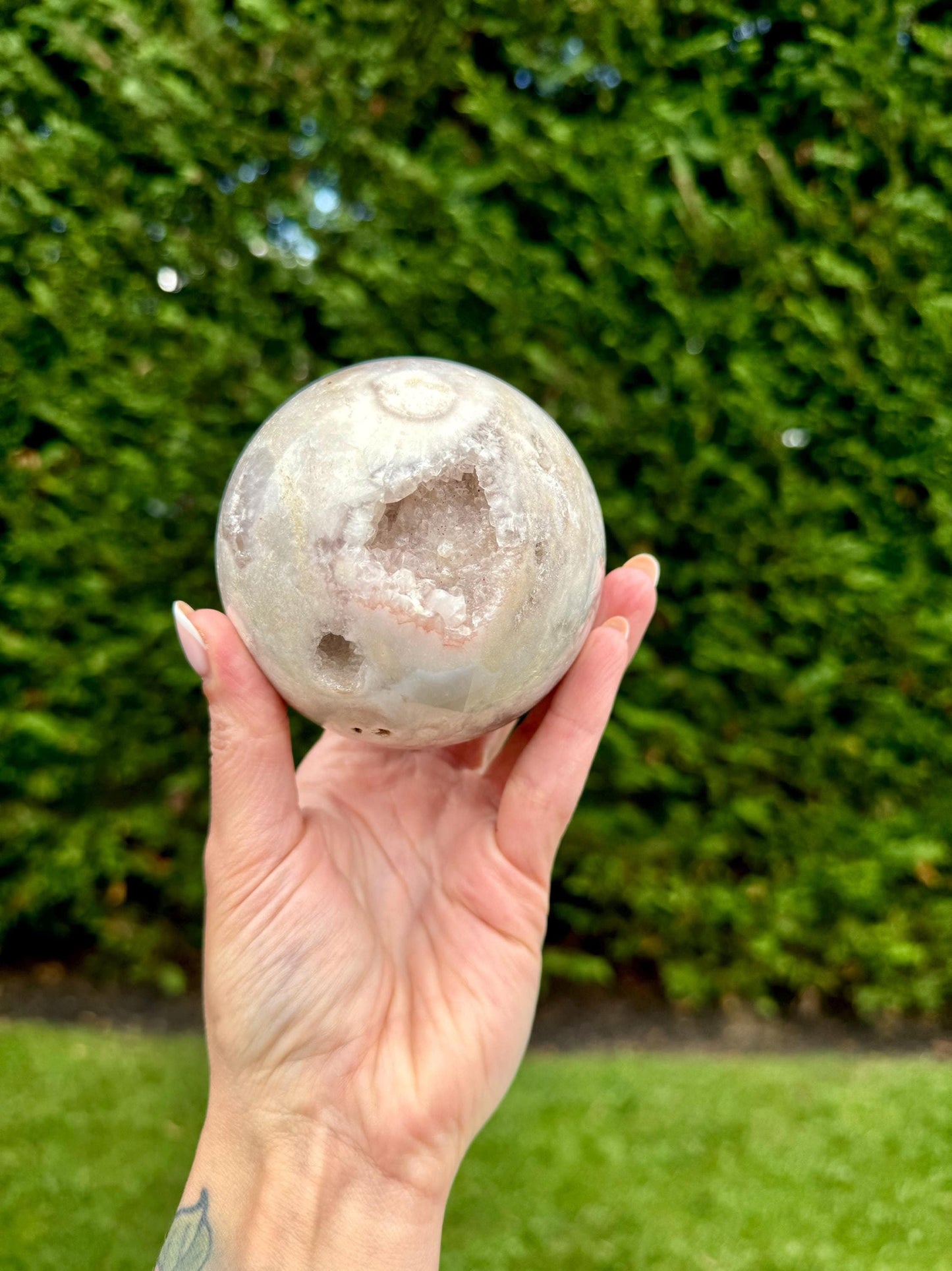 Druzy Flower Agate Sphere (77MM)