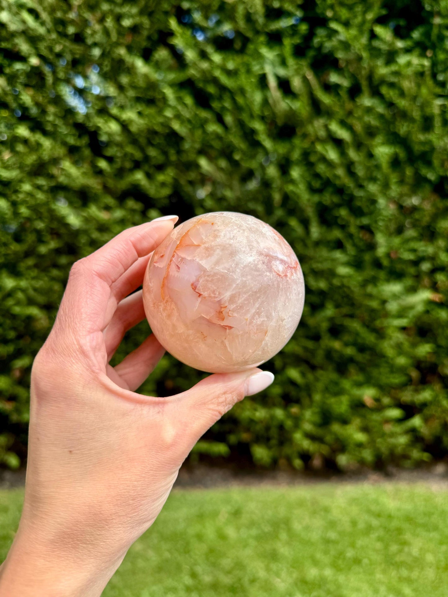 Cherry Blossom Flower Agate Quartz Sphere (68MM)