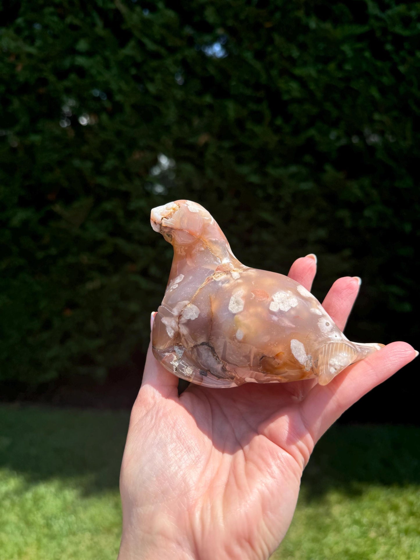 Druzy Flower Agate Seal Carving