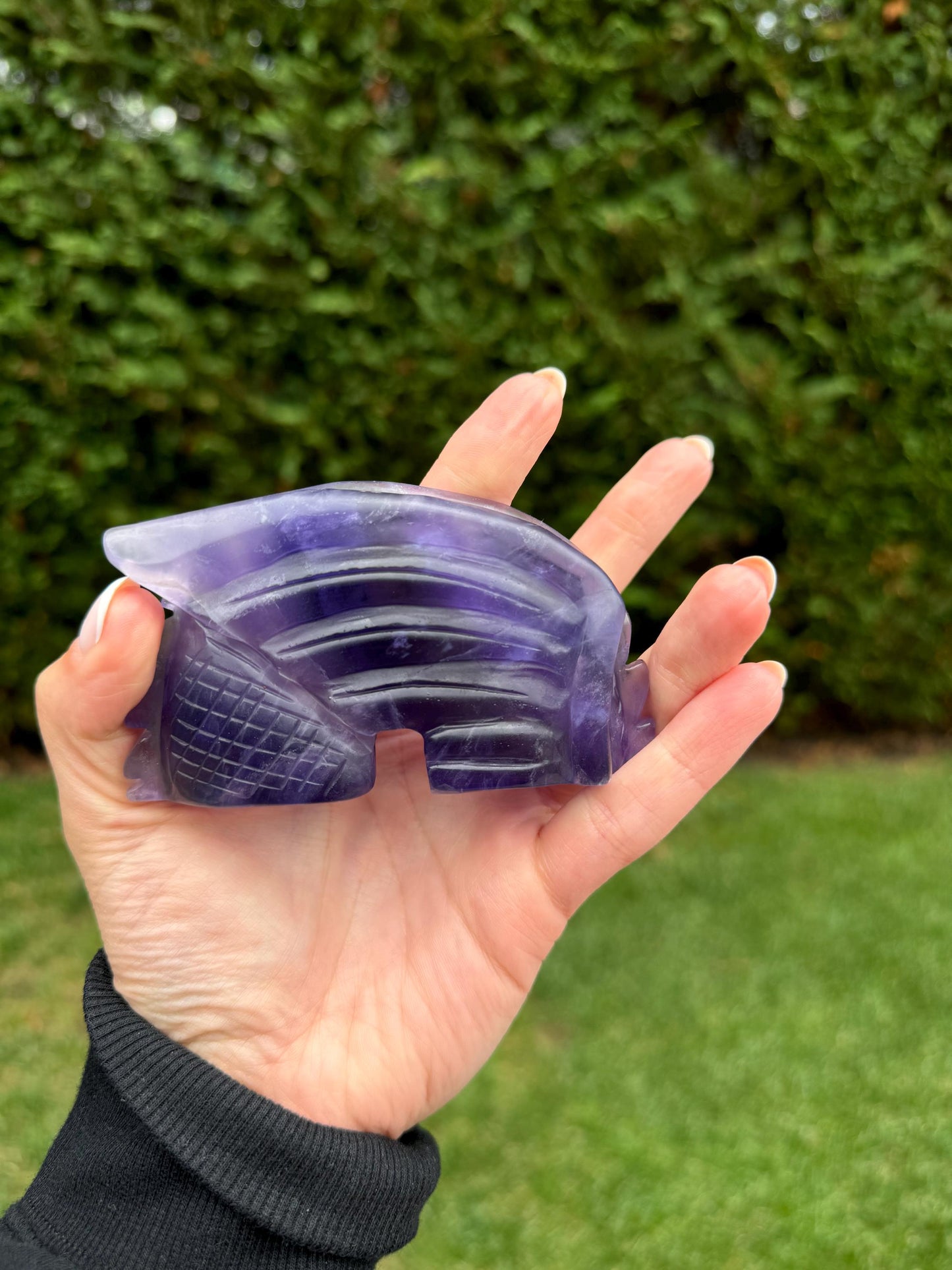 Banded Purple Fluorite 3 Piece Dragon Carving