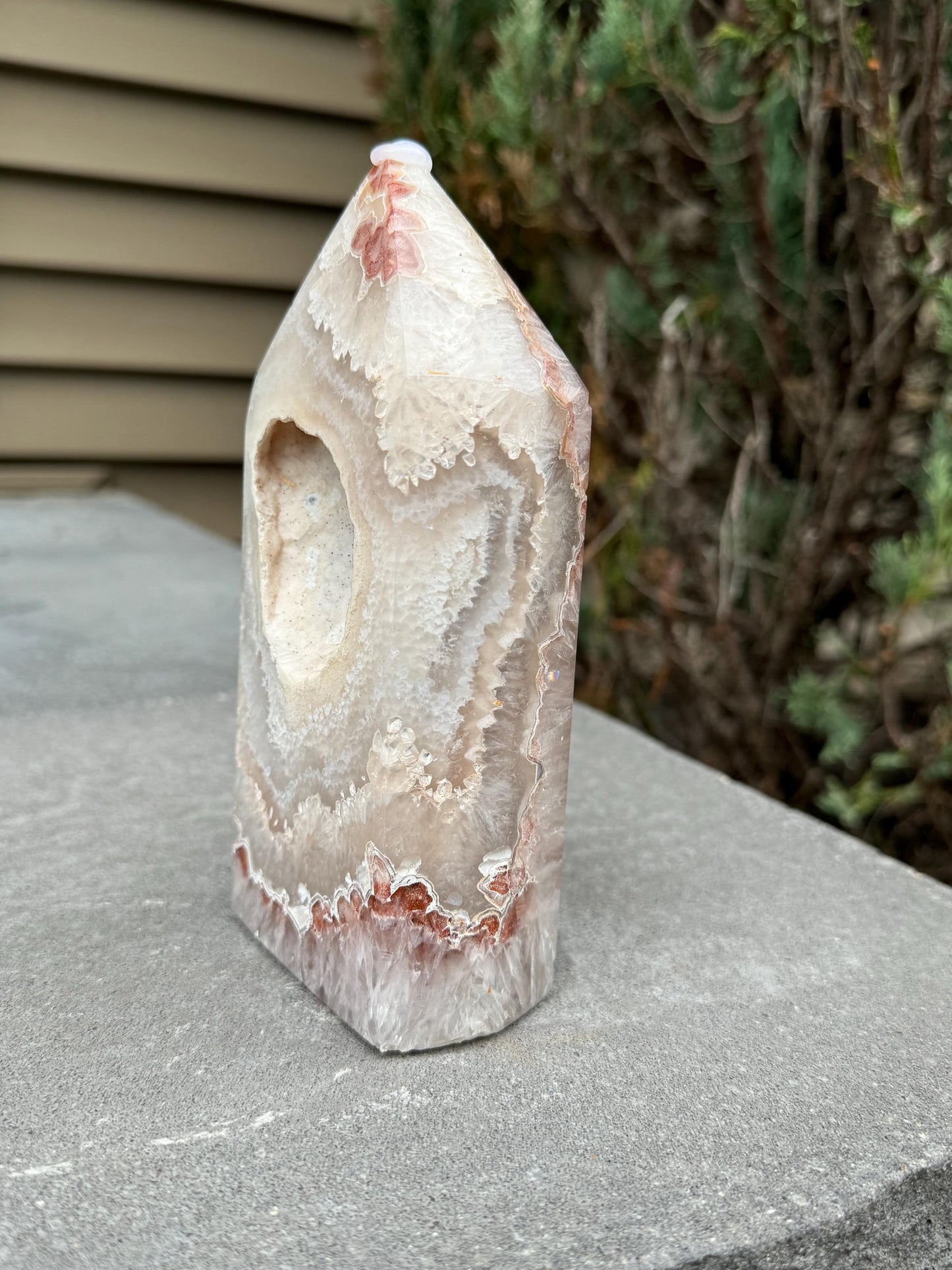 Large Druzy Pink & White Agate Tower (7")