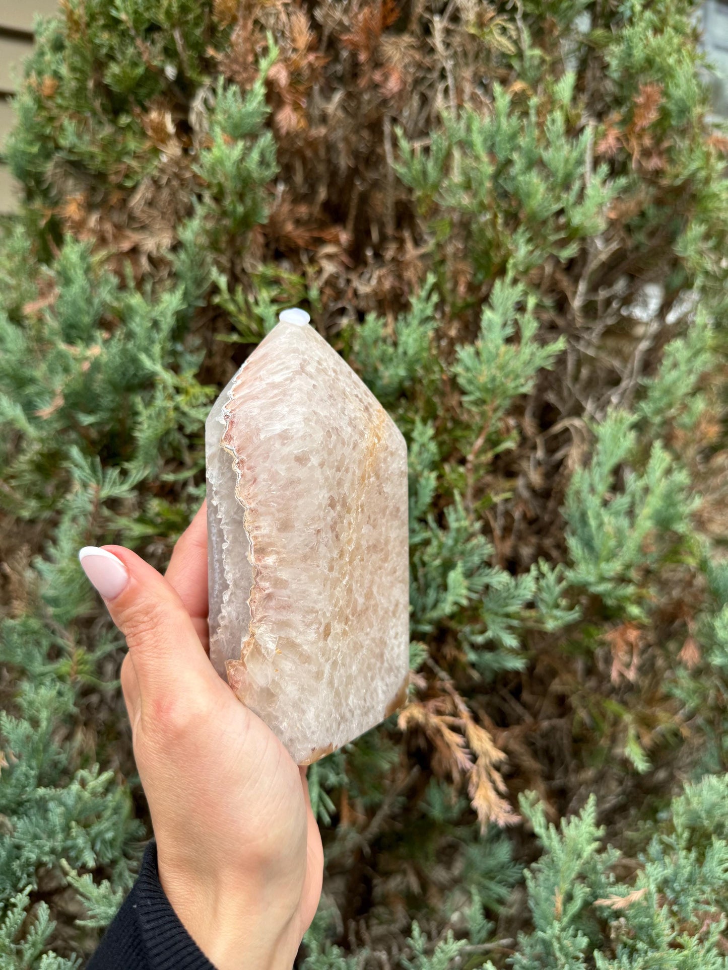 Druzy Pink & White Agate Tower (5.5")