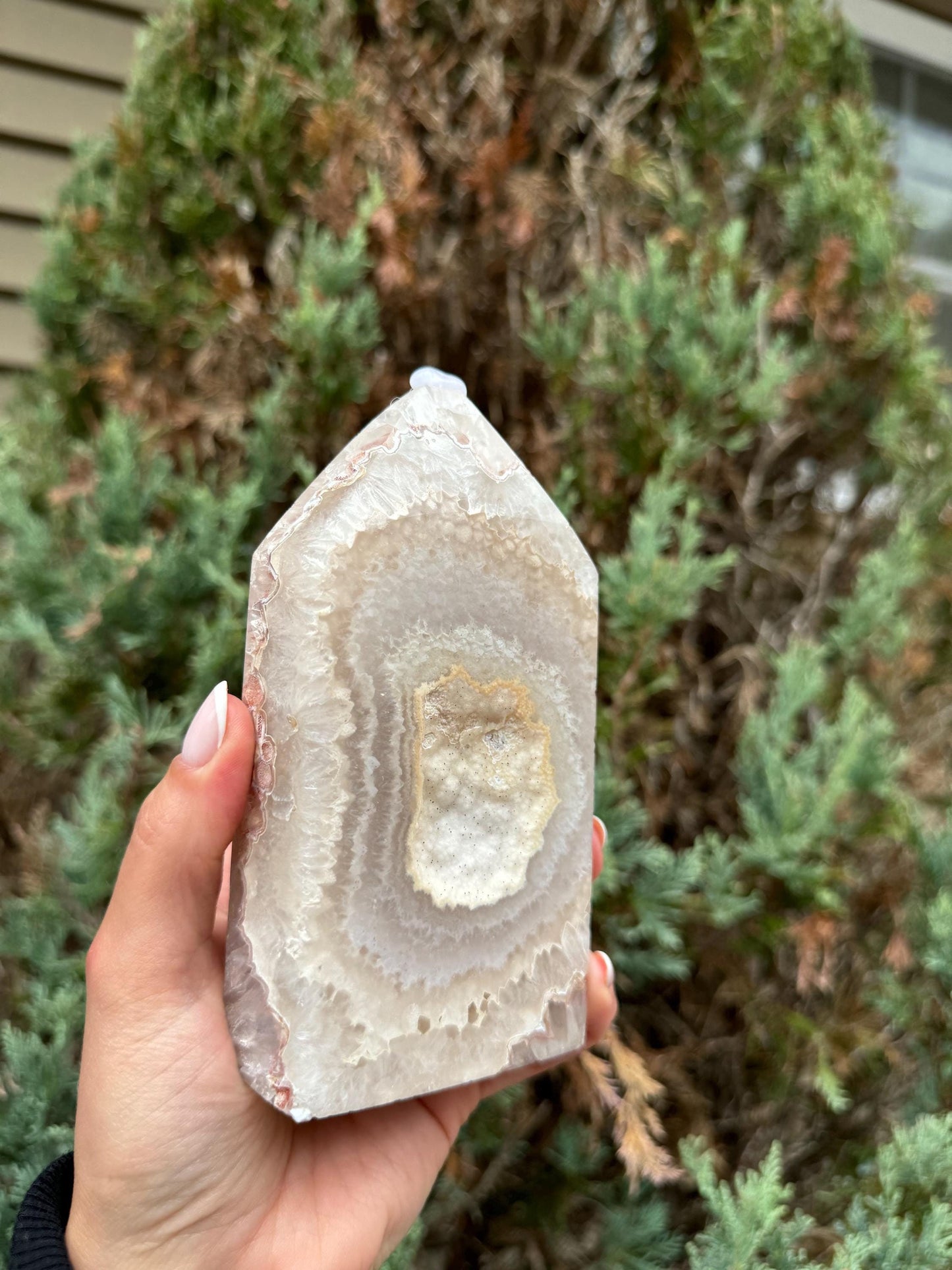 Druzy Pink & White Agate Tower (5.5")