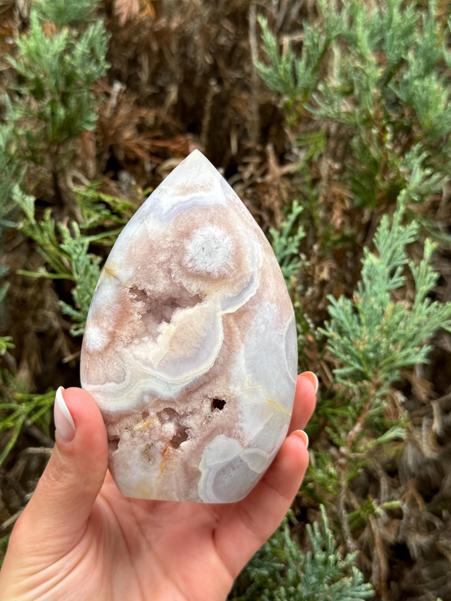 Druzy Pink Amethyst & Agate Flame