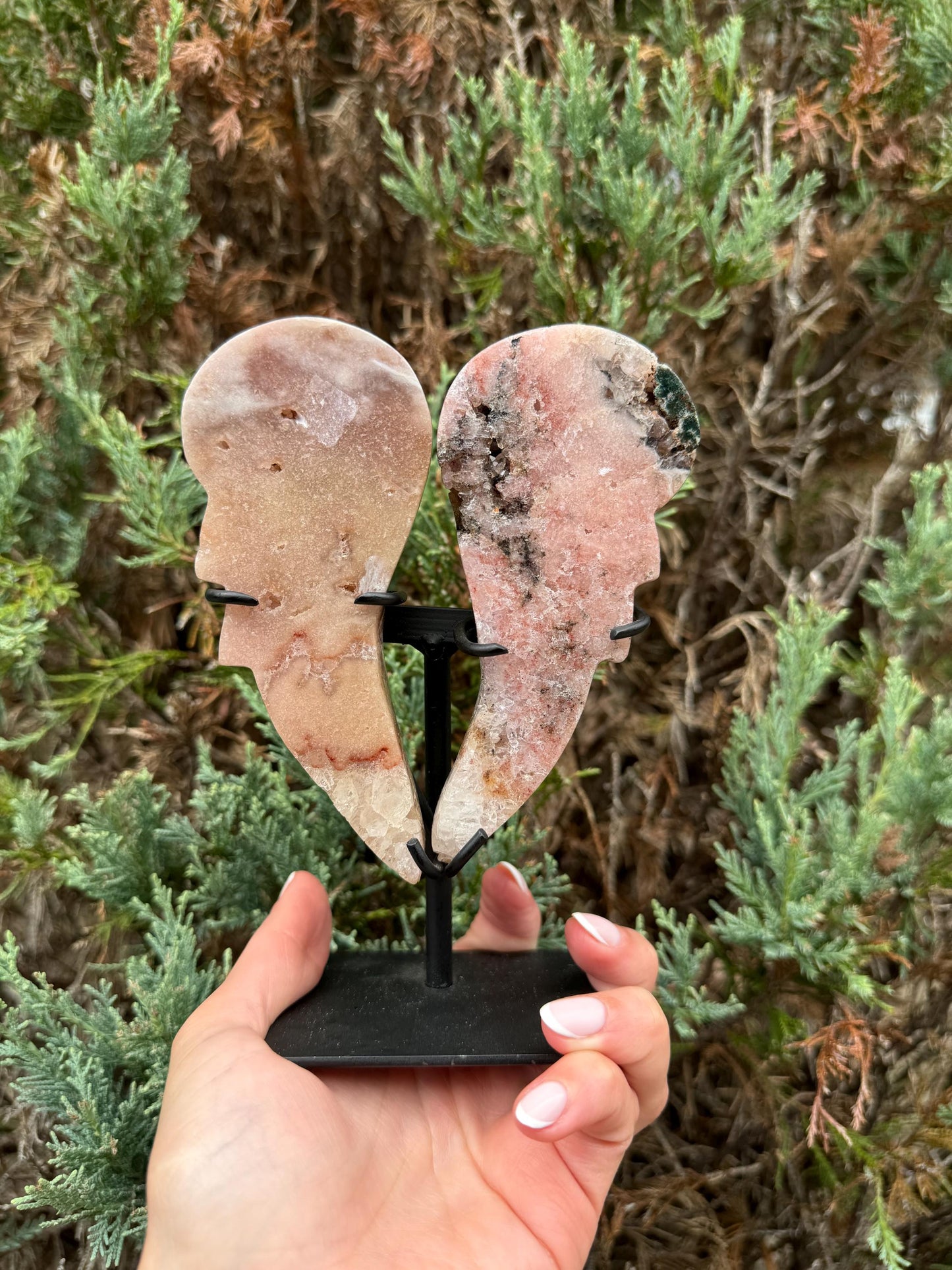 Druzy Pink Amethyst Wings on Stand