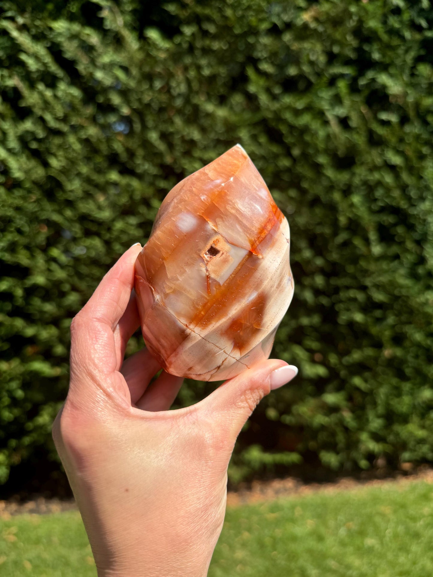 Large Druzy Carnelian & Orca Agate Flame