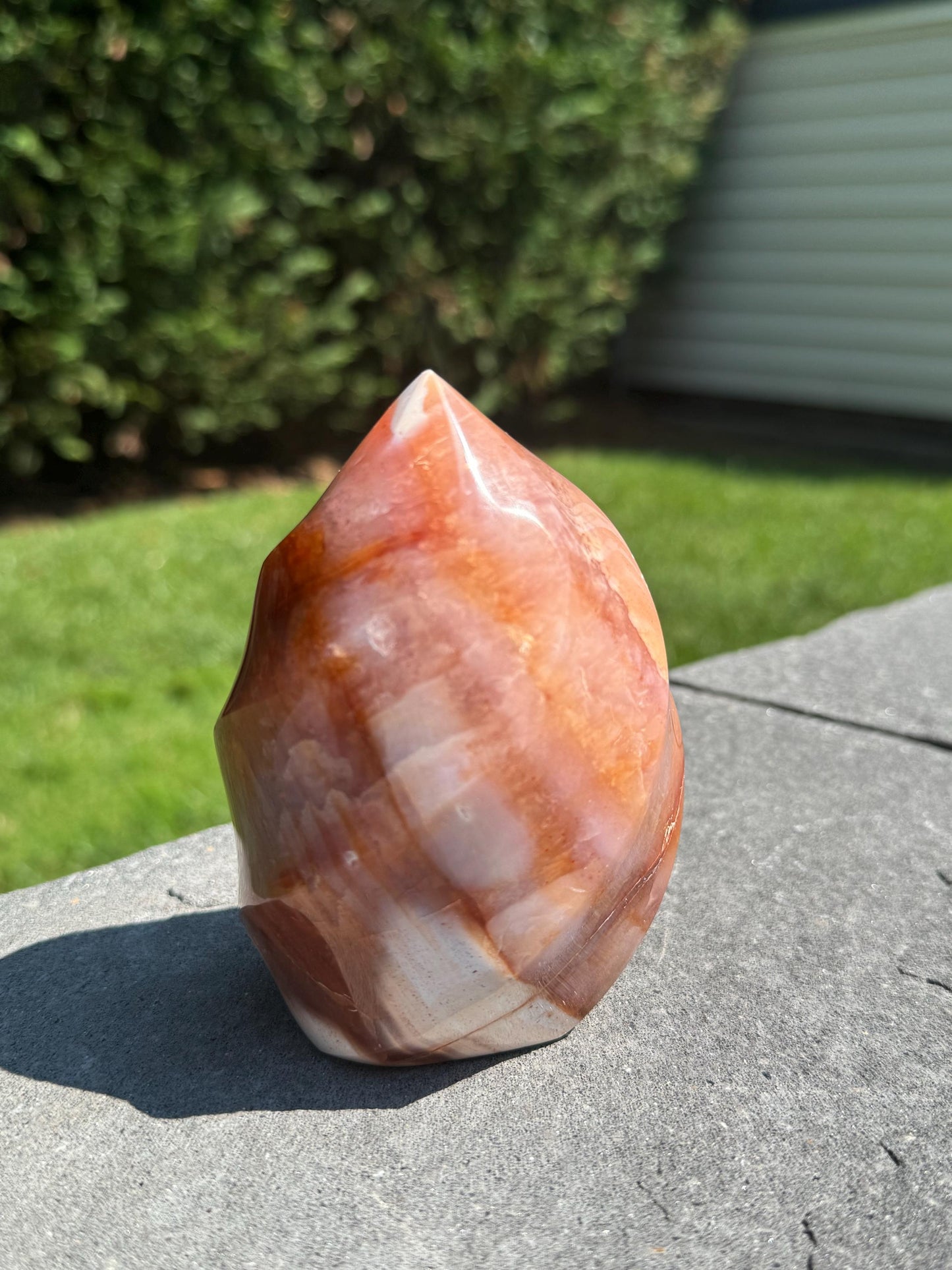 Large Druzy Carnelian & Orca Agate Flame