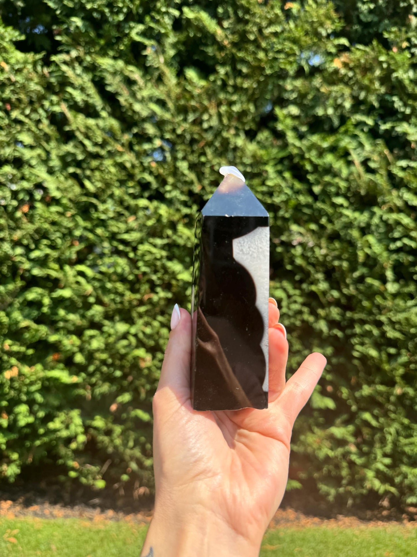 Black Flower Agate & Quartz Tower (5.5")