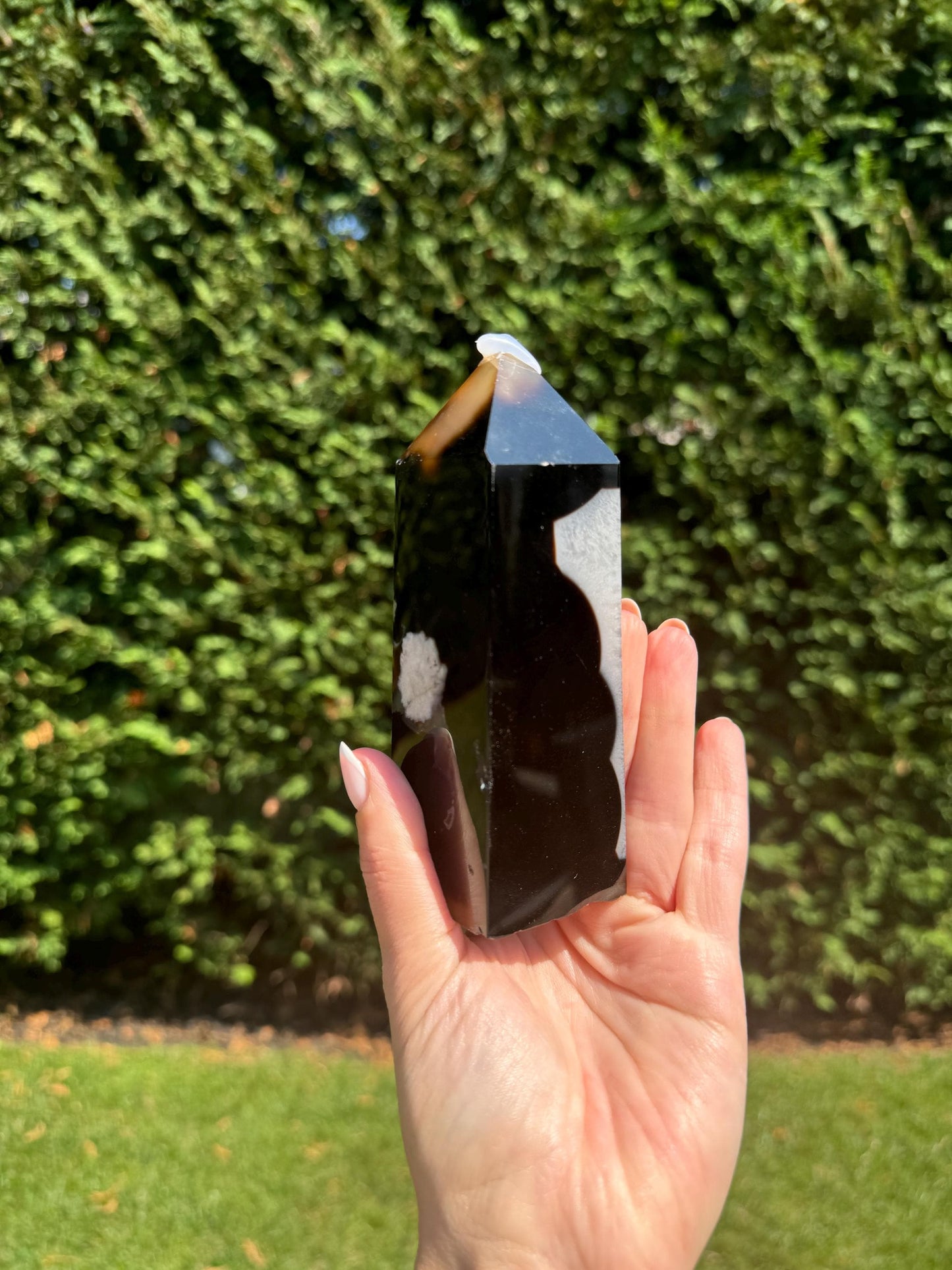 Black Flower Agate & Quartz Tower (5.5")