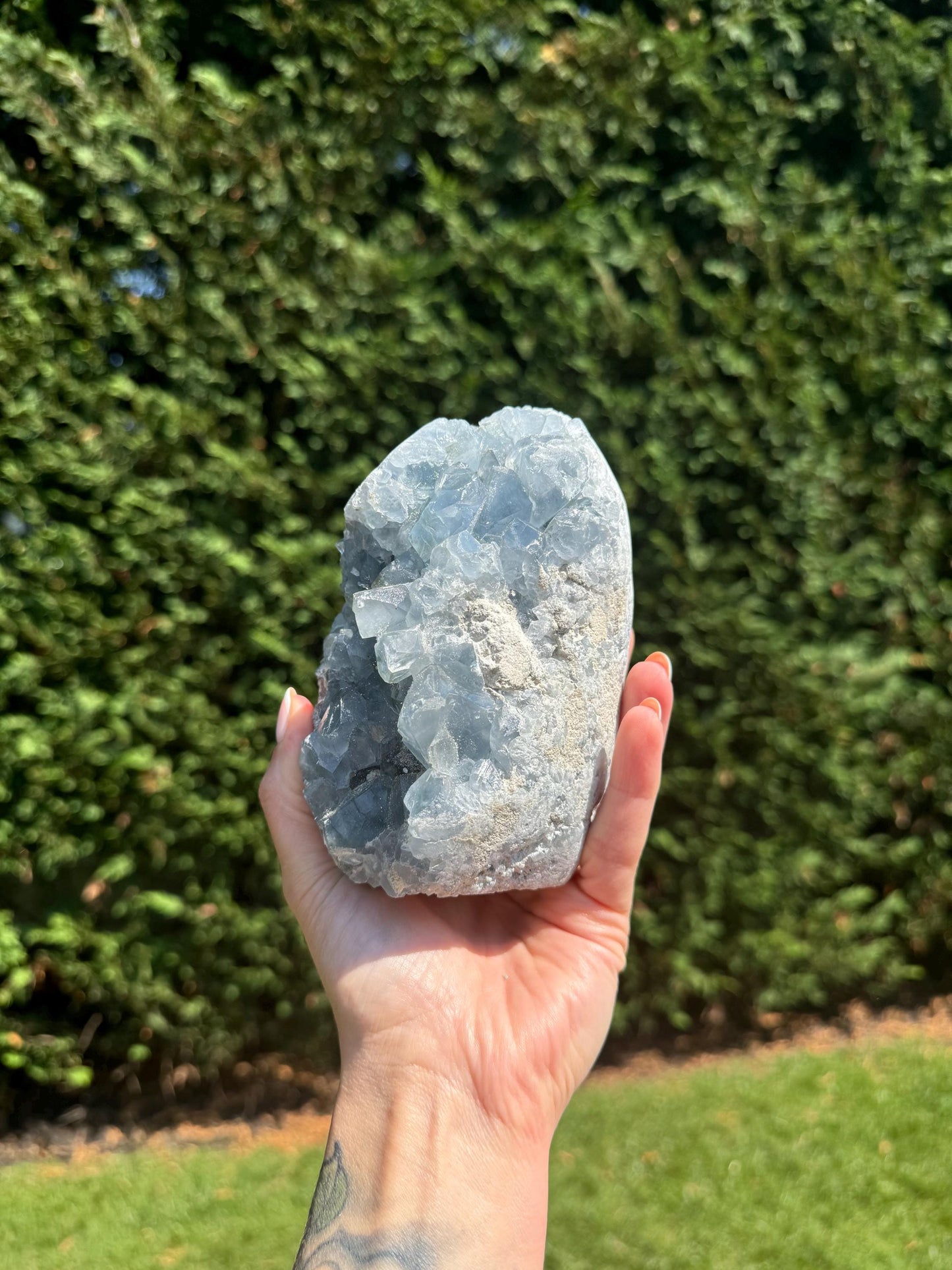Blue Celestite Cutbase Freeform (4.5lbs)
